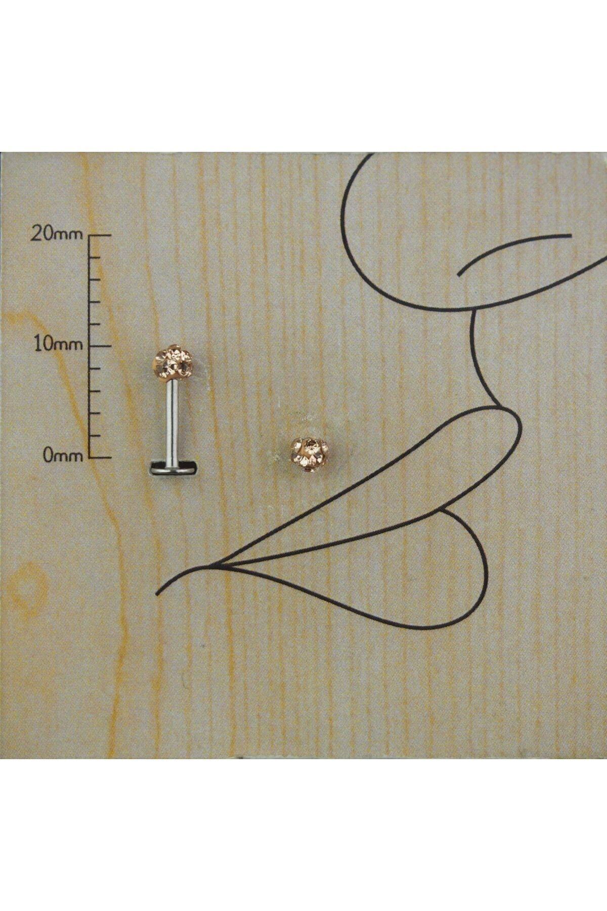 Abuksubukşeyler Cerrahi Çelik Şambala Dudak Piercing 8 Mm Gold