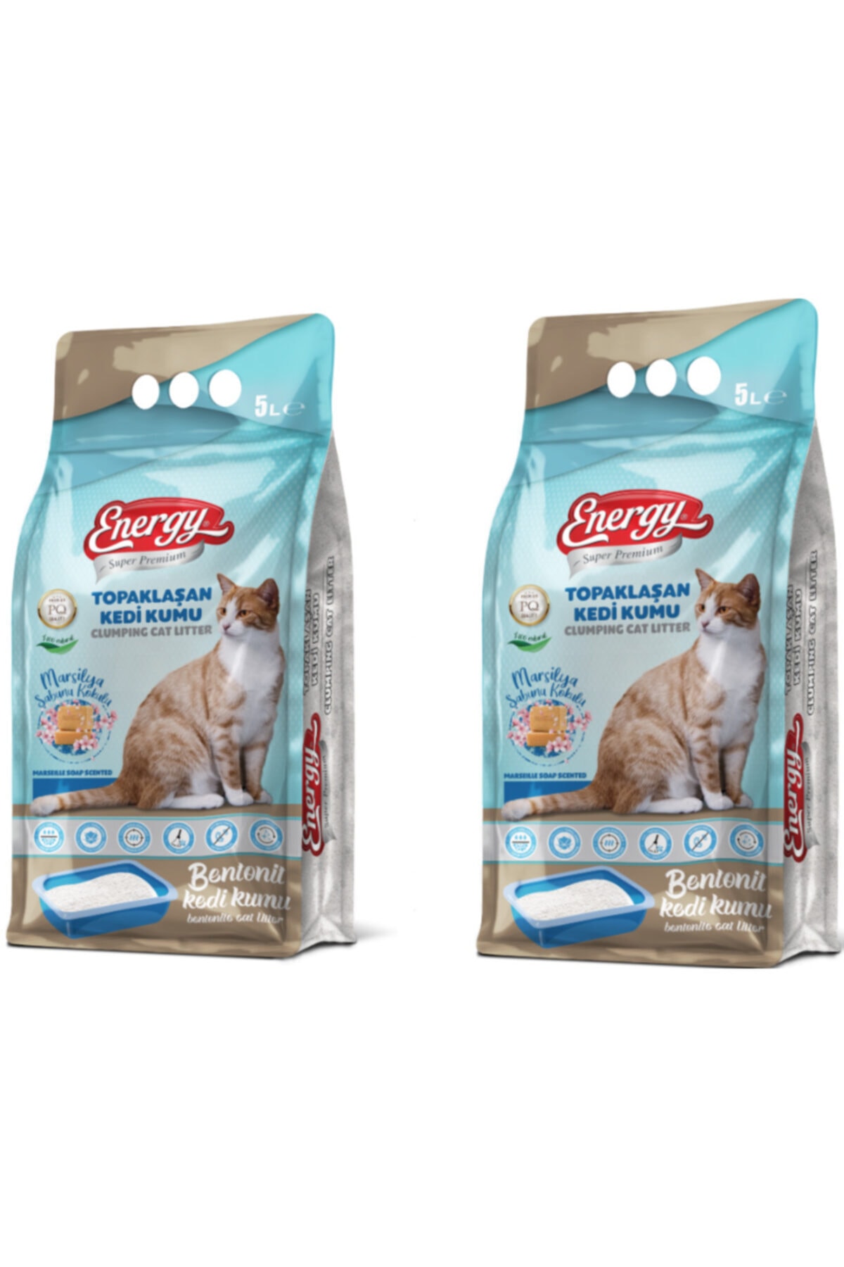 Energy Super Premıum Ultra Clumping Bentonit Kedi Kumu - Marsilya Sabunu Kokulu 2*5 L