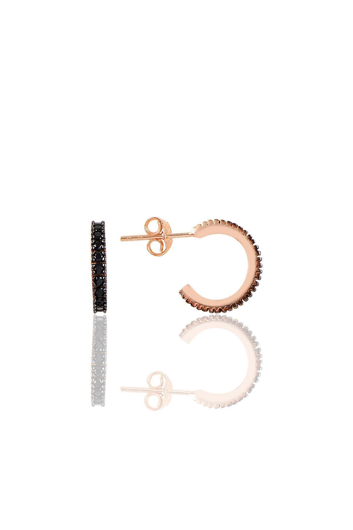 Söğütlü Silver Gümüş Rose Onix Taşlı 13 Mm Tamtur Halka Küpe
