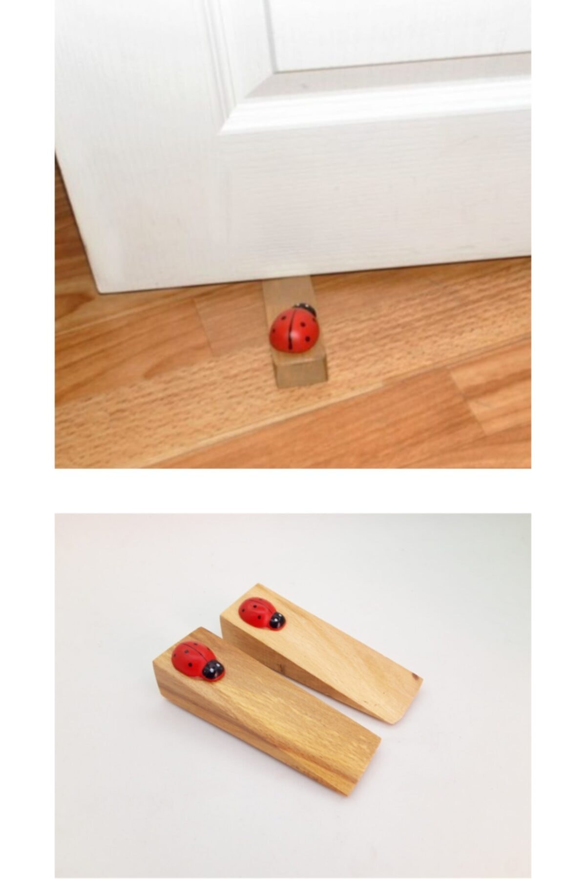 HerkeseUygun Ahşap Uğur Böcekli Kapı Stoperi 2 Adet