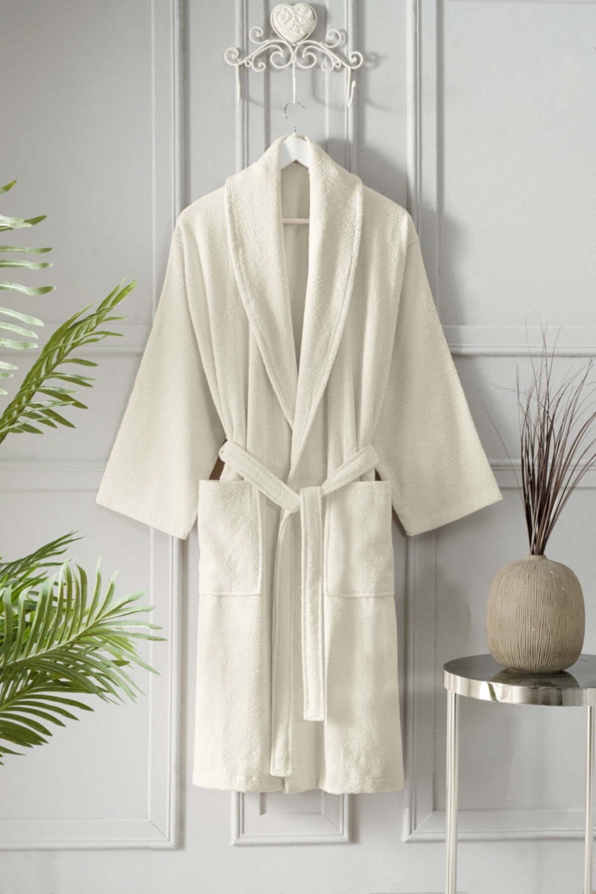 For Home Erkek Krem Bornoz