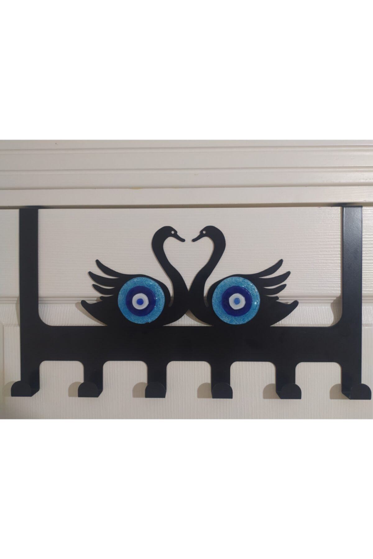 Özgür Sanat Atölyesi Metal Kapı Arkası Askılık - Cam Nazar Boncuklu 45 X 25 Cm