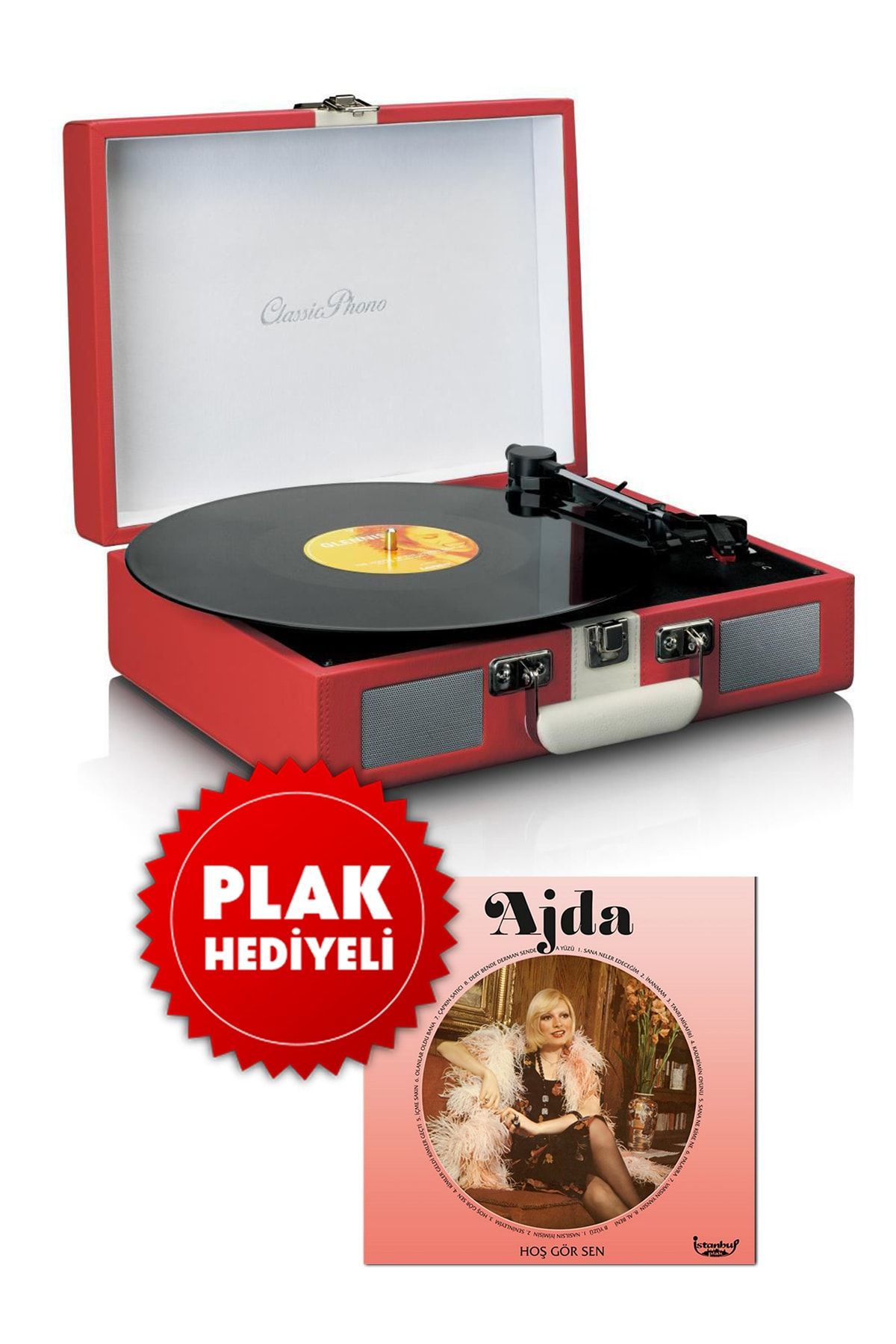 Lenco Pikap - Classic Phono Tt-110 Kırmızı Bluetooth Pikap