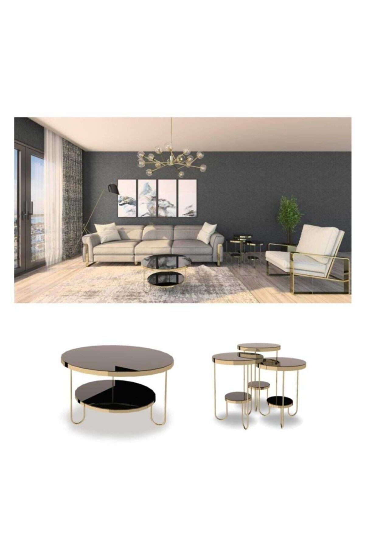 Ventaly Home Sasa Zigon Sehpa Gold