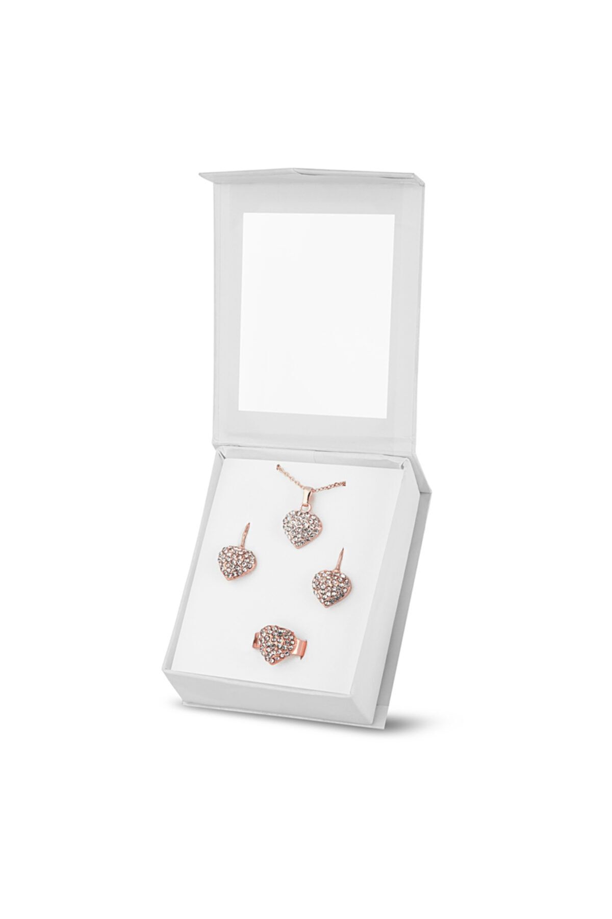 Forentina Rose Kalpli Kolye Küpe Yüzük Set Ps1644