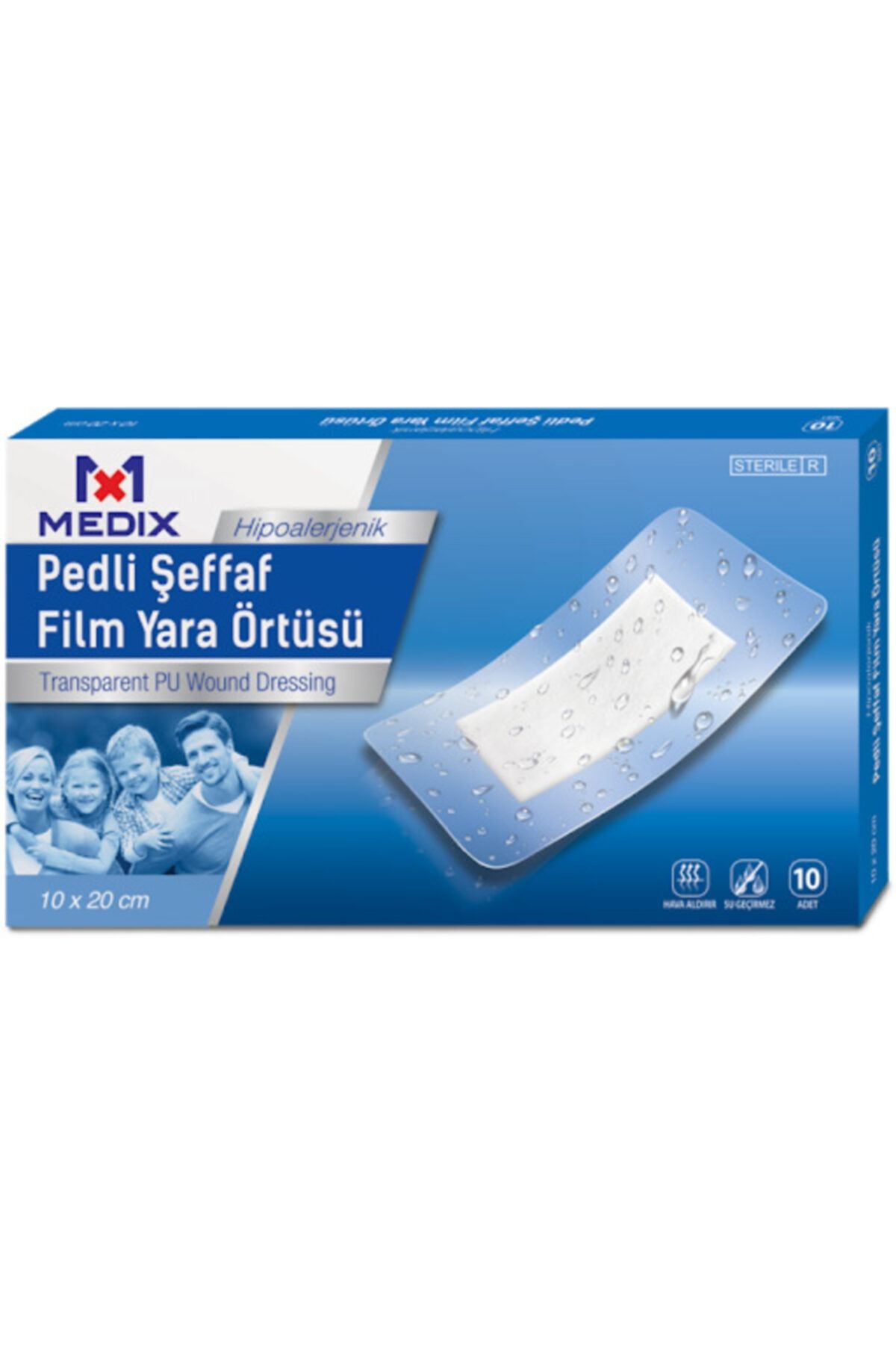 MEDİX Pedli Şeffaf Film Yara Örtüsü Hipoallerjenik 10'lu