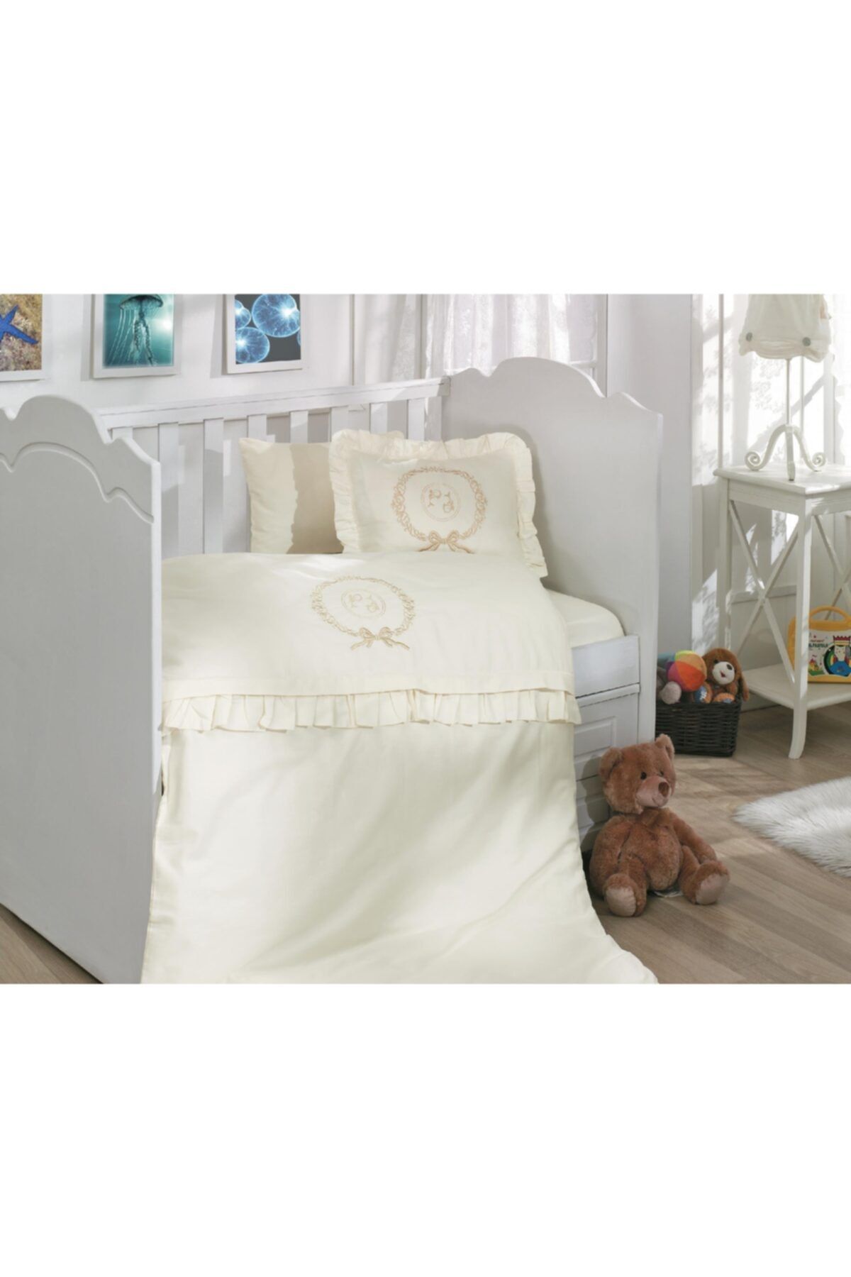 Cotton House Burç Nakışlı Pamuk Saten Bebek Nevresim Takımı - Arslan