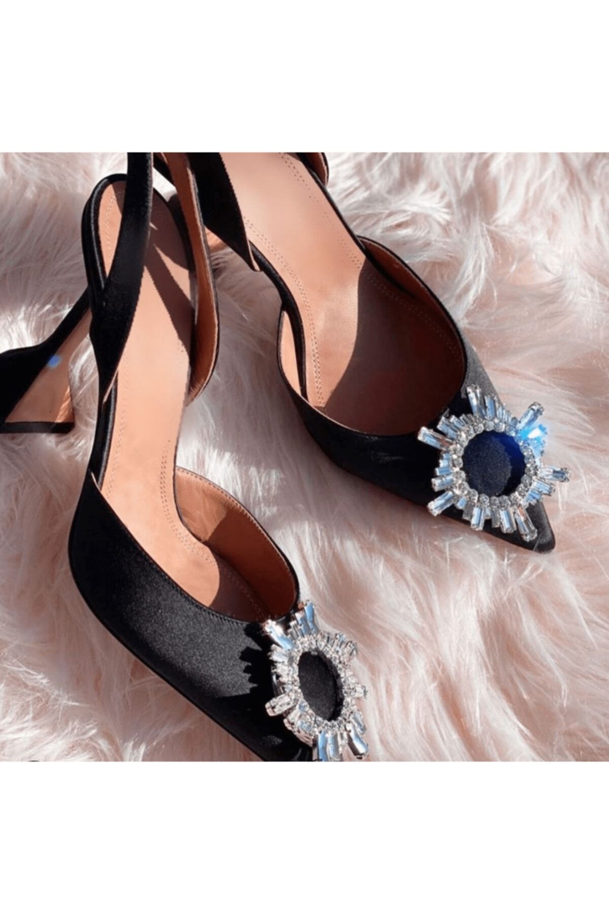 Giydim Gidiyor Kadın Siyah Kristal Taşlı Topuklu Stiletto