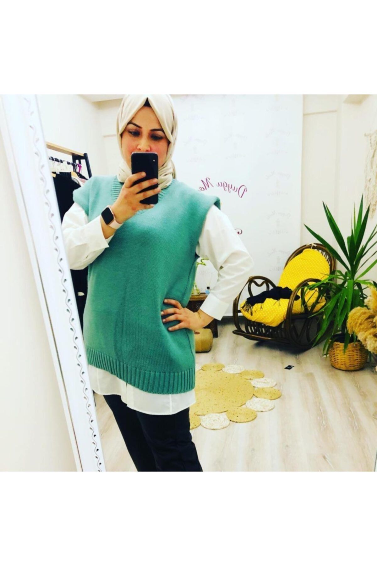 DuyguModa Kadın Su Yeşili Triko Süveter