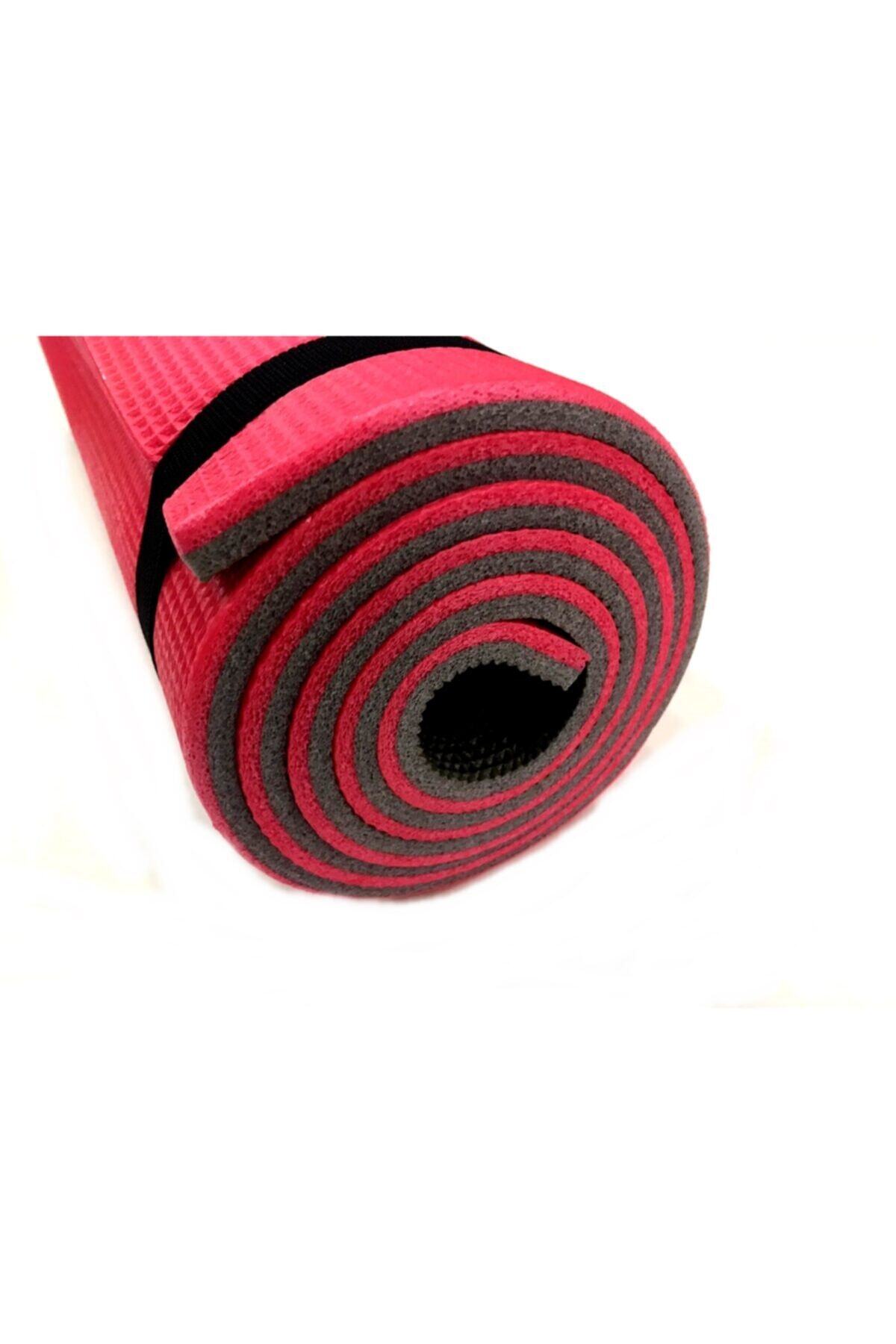 bademlerhali Pilates Yoga Spor Matı Iki Renkli Kırmızı / Gri 60x180cm 7mm