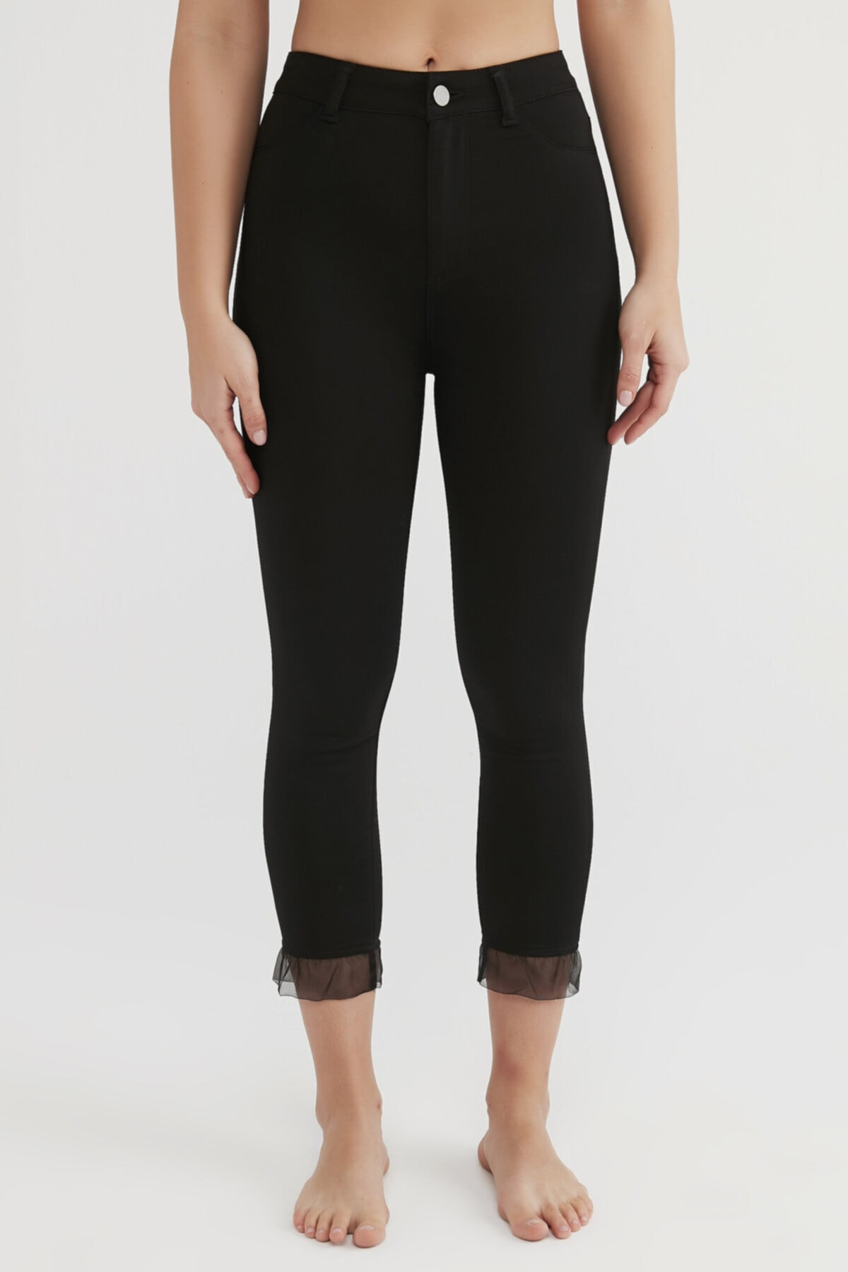 Penti Kadın Siyah Frill Detaylı Tayt