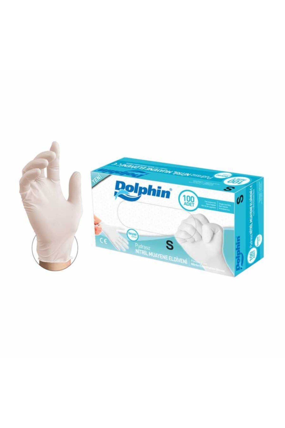 Dolphin Beyaz Nitril Eldiven Pudrasız