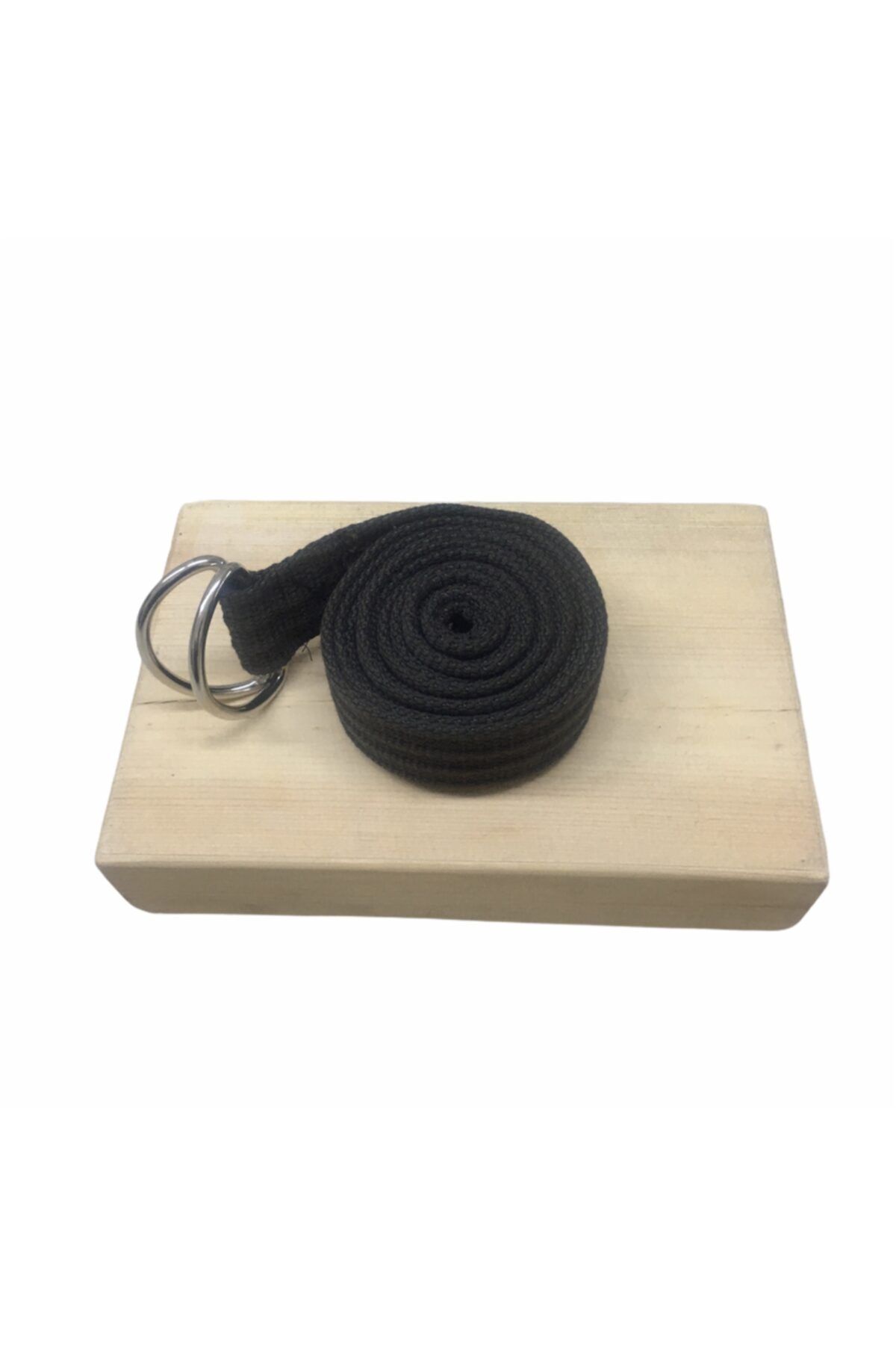 REMEGE Doğal Yoga Kemeri - Ham Keten Örgü Doğal Yoga Kemeri & Ahşap Yoga Blok - Ikili Set