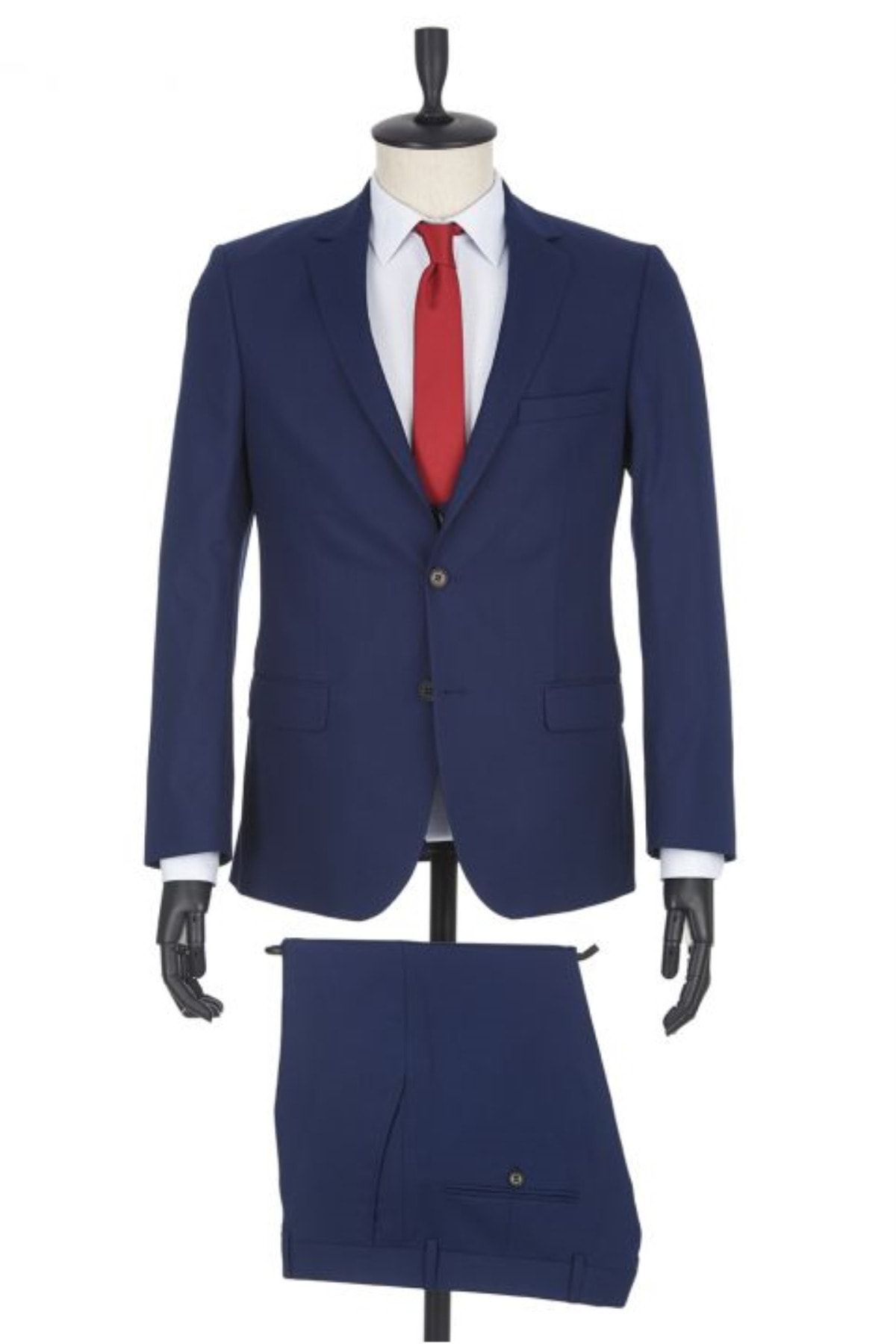 İmza Lacivert Düz Desen Gabardin Slim Fit Takım Elbise