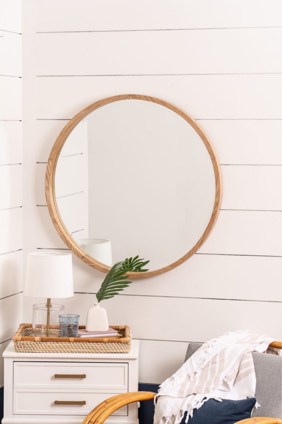 bluecape Doğal Ağaç Masif 60cm Çerçeveli Antre Hol Duvar Salon Mutfak Banyo Wc Ofis Çocuk Yatak Odası Ayna