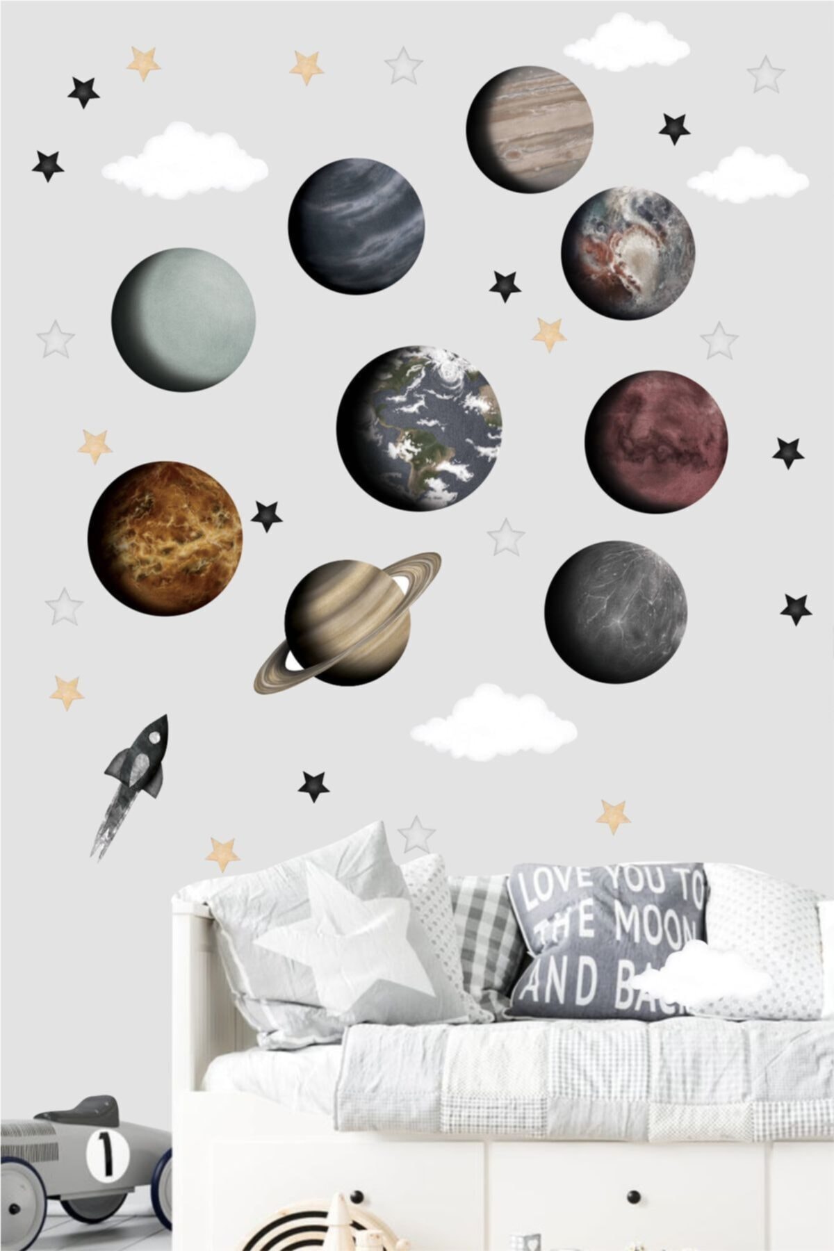 Piksel Grafik Gezegenler Çocuk Odası Duvar Sticker