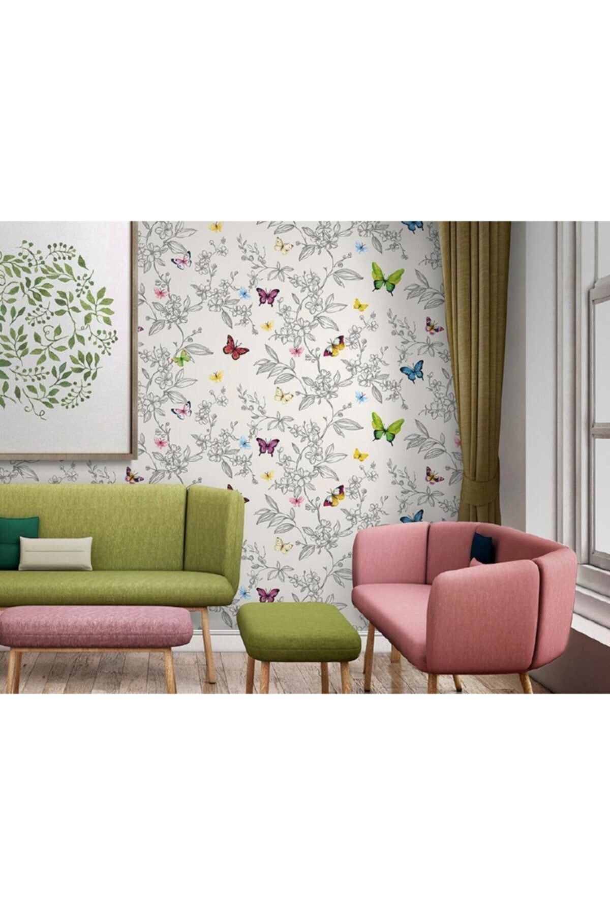 Adawall Anka 1606-3 Boyutlu Kelebekli Desenli Duvar Kağıdı