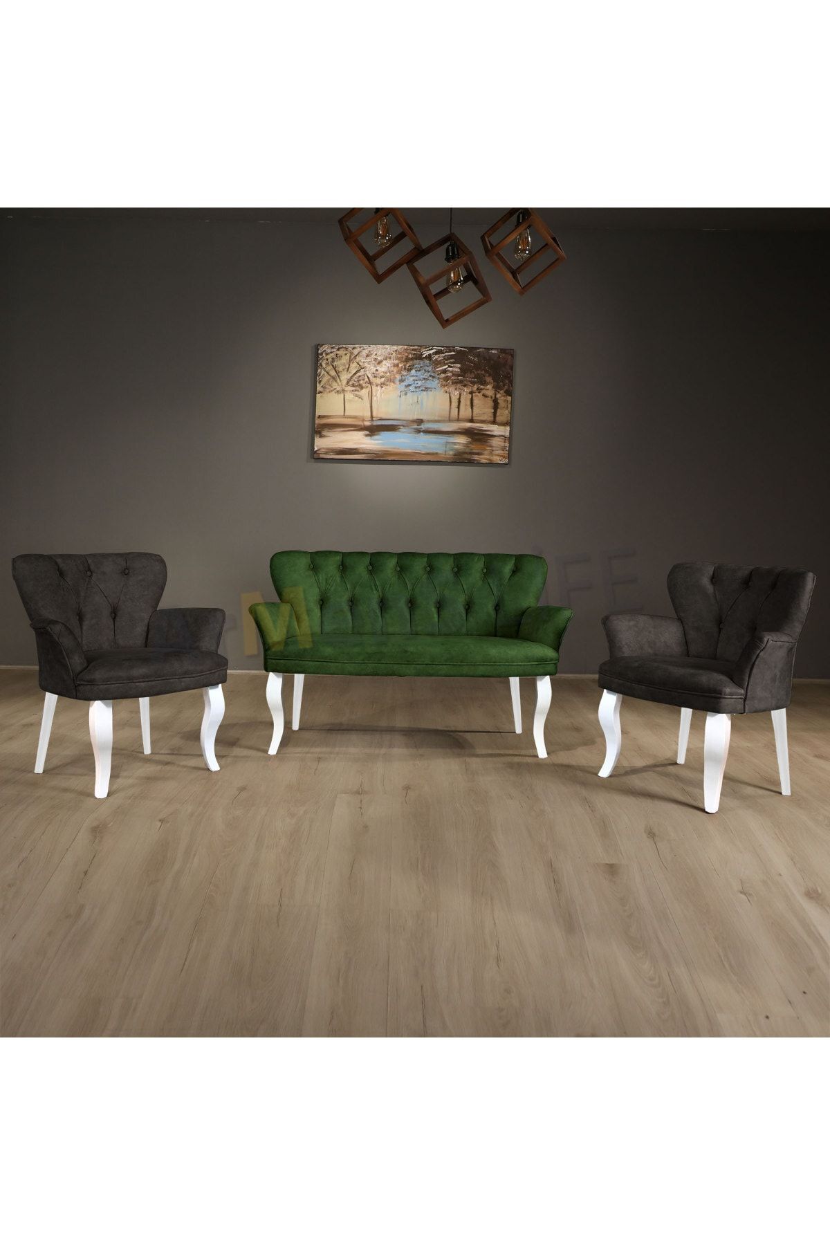 Armens Life Paris Cafe Otel Balkon Çay Seti 2+1+1 Koltuk Takımı Beyaz Ayak