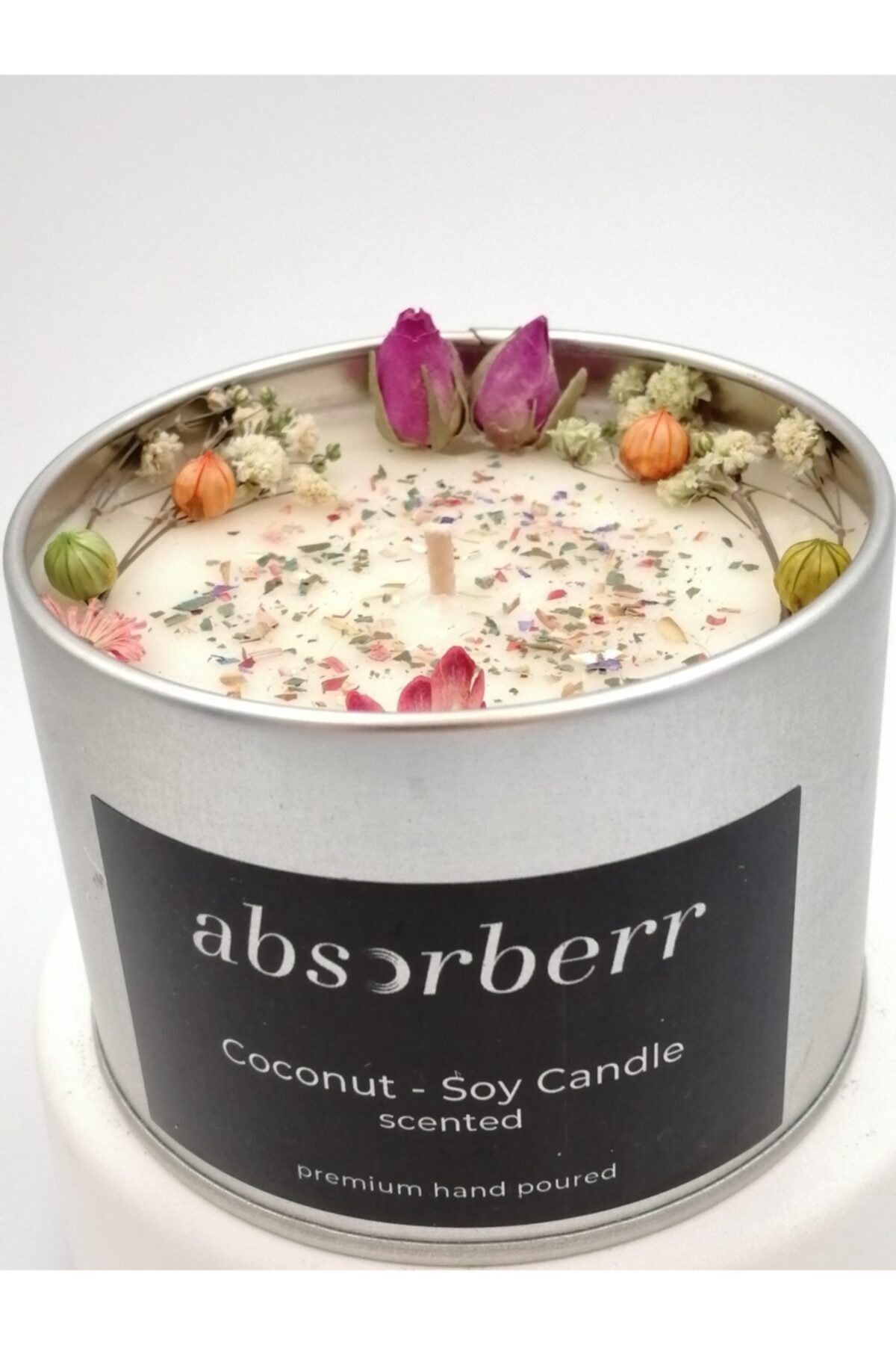 ABSORBERR Jade In Roses (Gül - Vanilya) / Coconut - Soya Mumu /240 Cc Sılver Metal