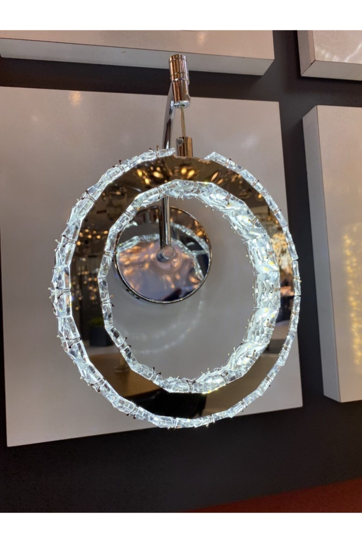 burenze Krom Kristal Taşlı Led Aplik