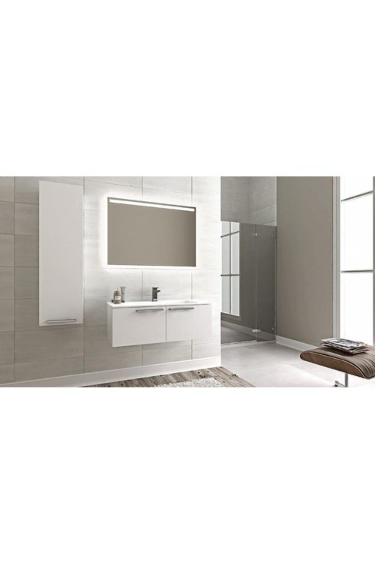 Obenimki Bagnotti Aries Glossmax Banyo Dolabı (Beyaz-100 Cm.)