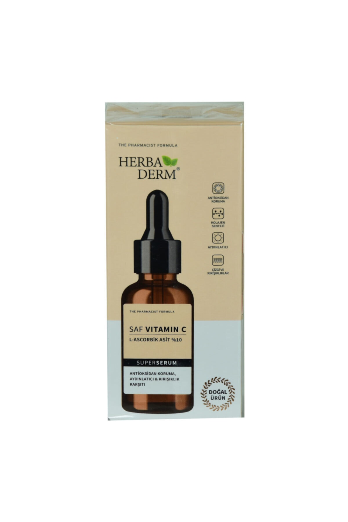 Herbaderm Saf Vitamin C Antioksidant Aydınlatıcı Kırışıklık Karşıtı Doğal Yüz Serumu 30 Ml