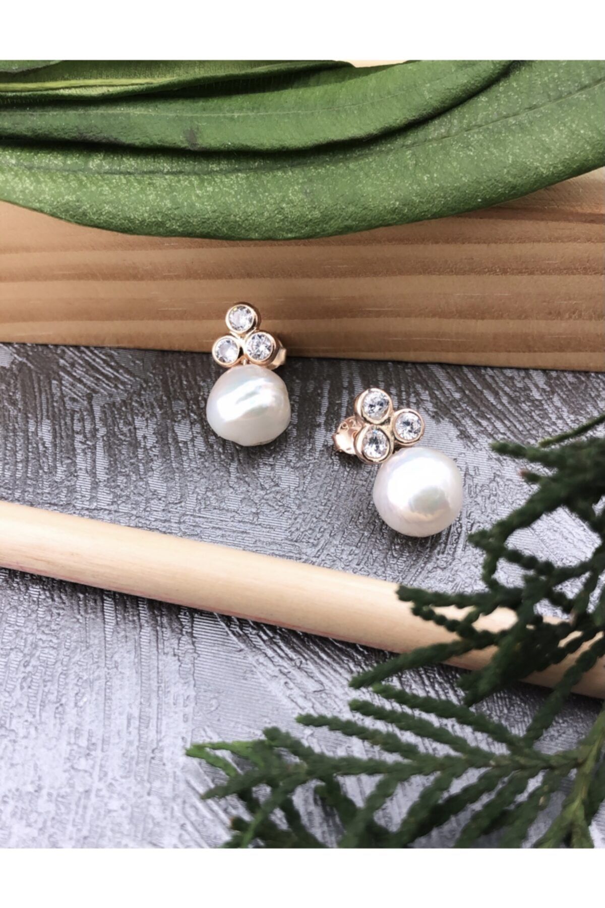 Joel Jewelry Inci Taşlı 925 Ayar Gümüş Pembe Altın Kaplama Küpe