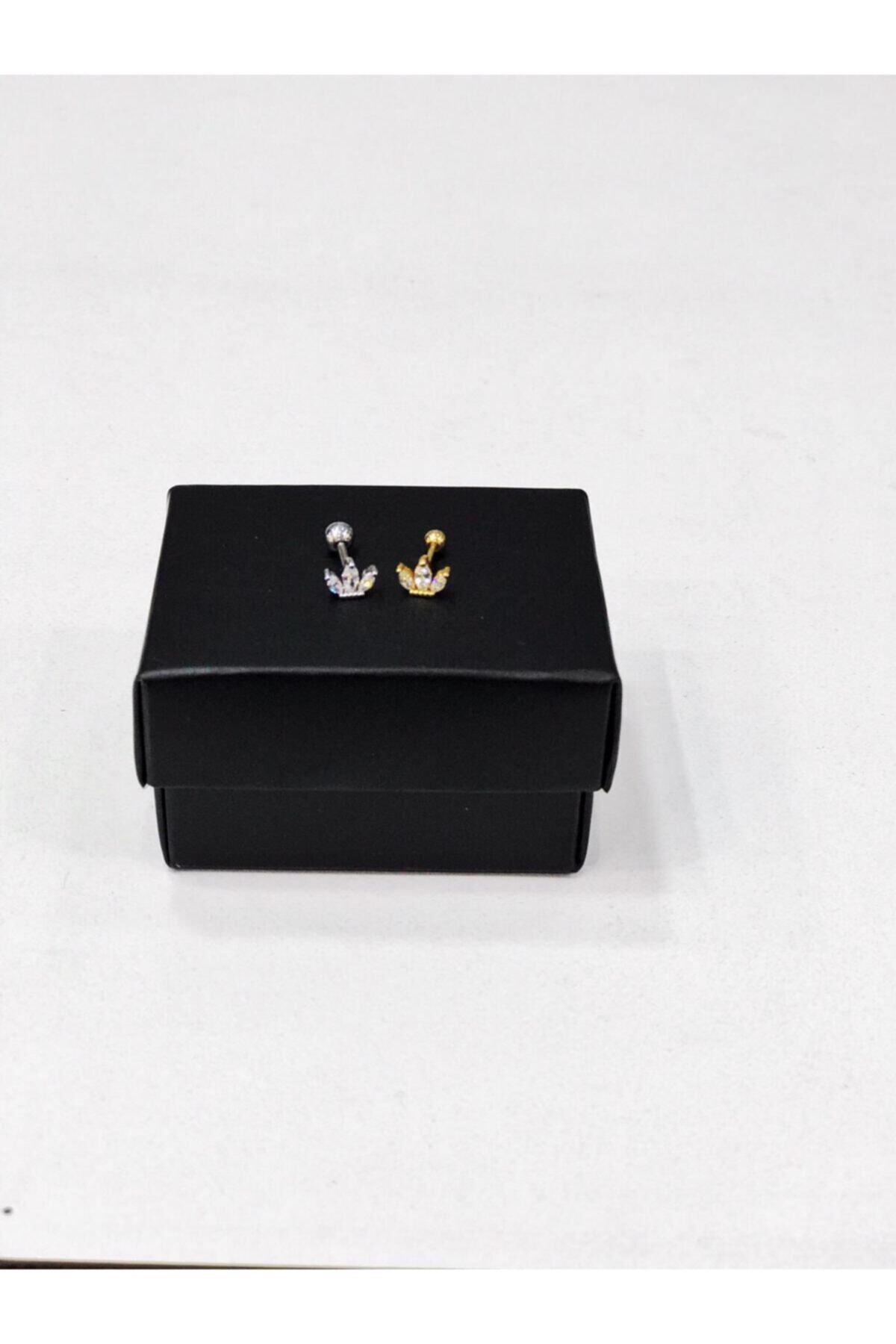 SHESTAKI Cerrahi Çelik Taşlı Gümüş Renk Tragus Helix Kulak Kıkırdak Piercing