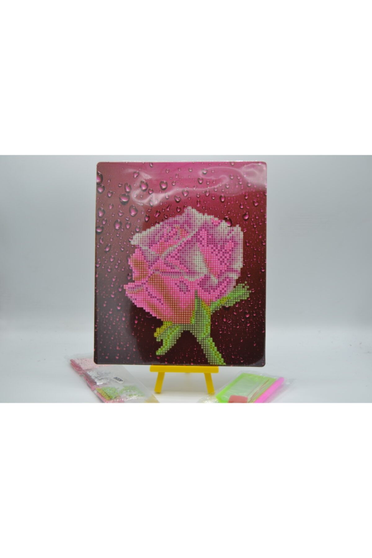 HaserEticaret Boncuklu,taşlı,mozaik,elmas,goblen Pano Çiçek Desenli 25x21