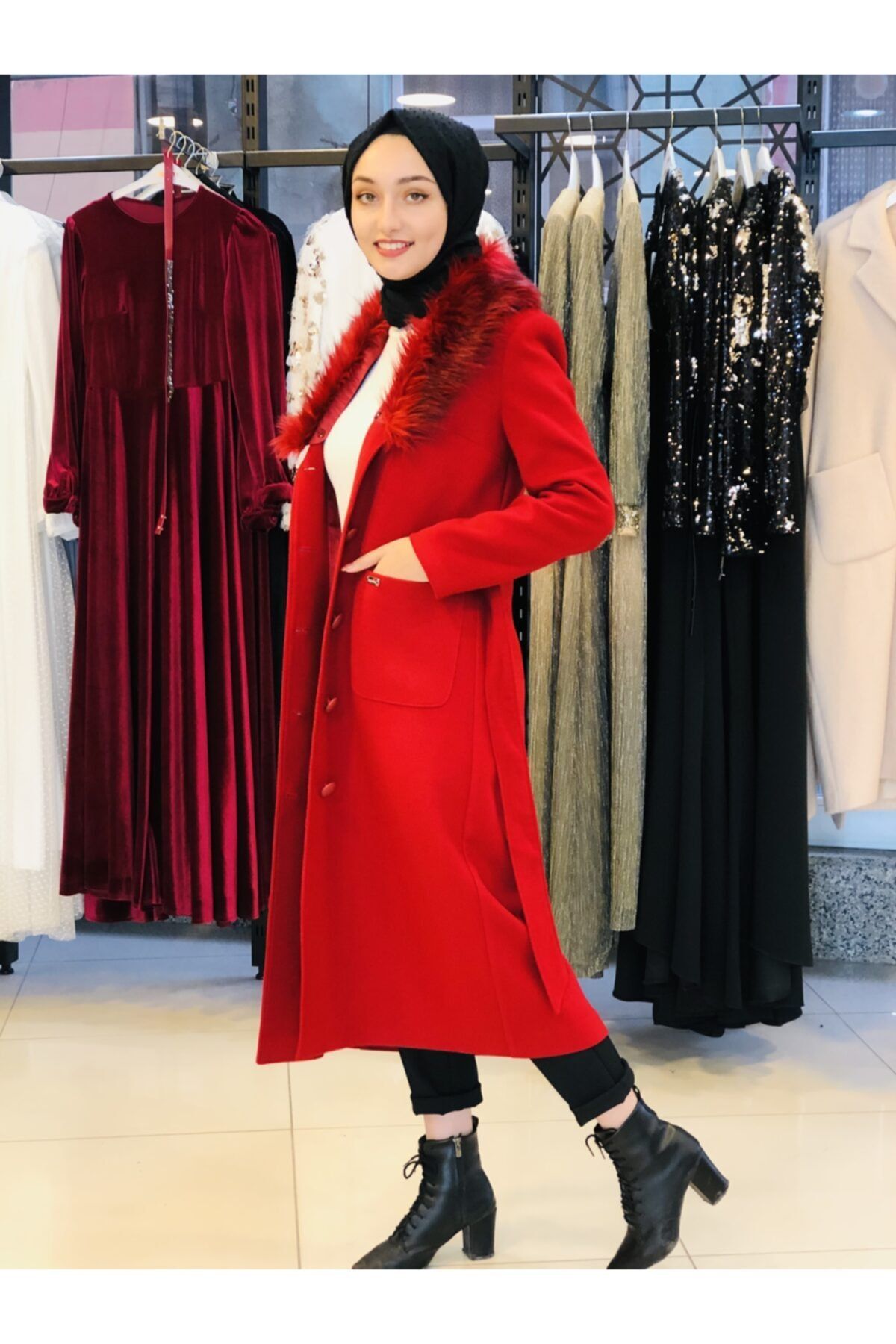 Modesty Ensaygımoda Kürklü Hakiki Bayan Kaşe