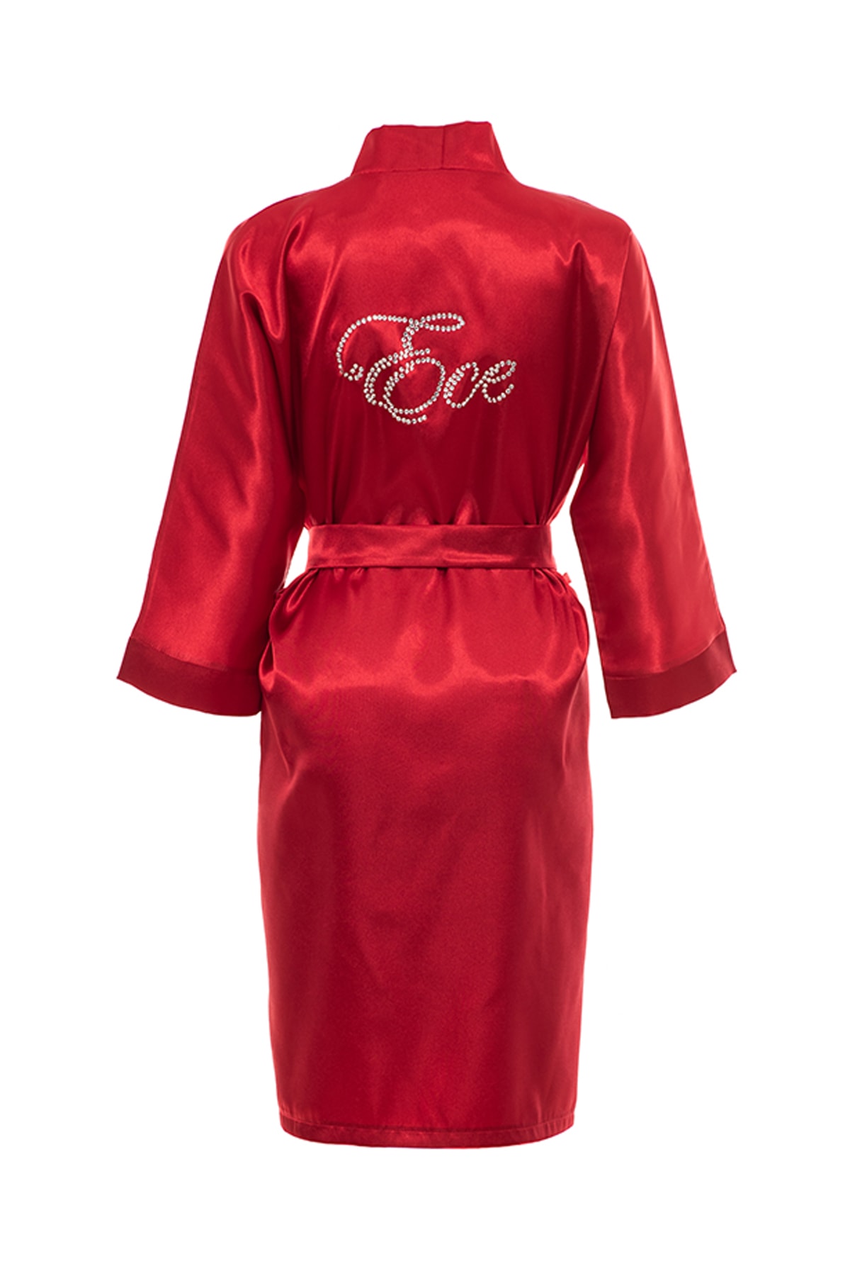 Ceremonist Kadın  Kırmızı Saten Gelin Bride Kolları Tüylü  Sabahlık