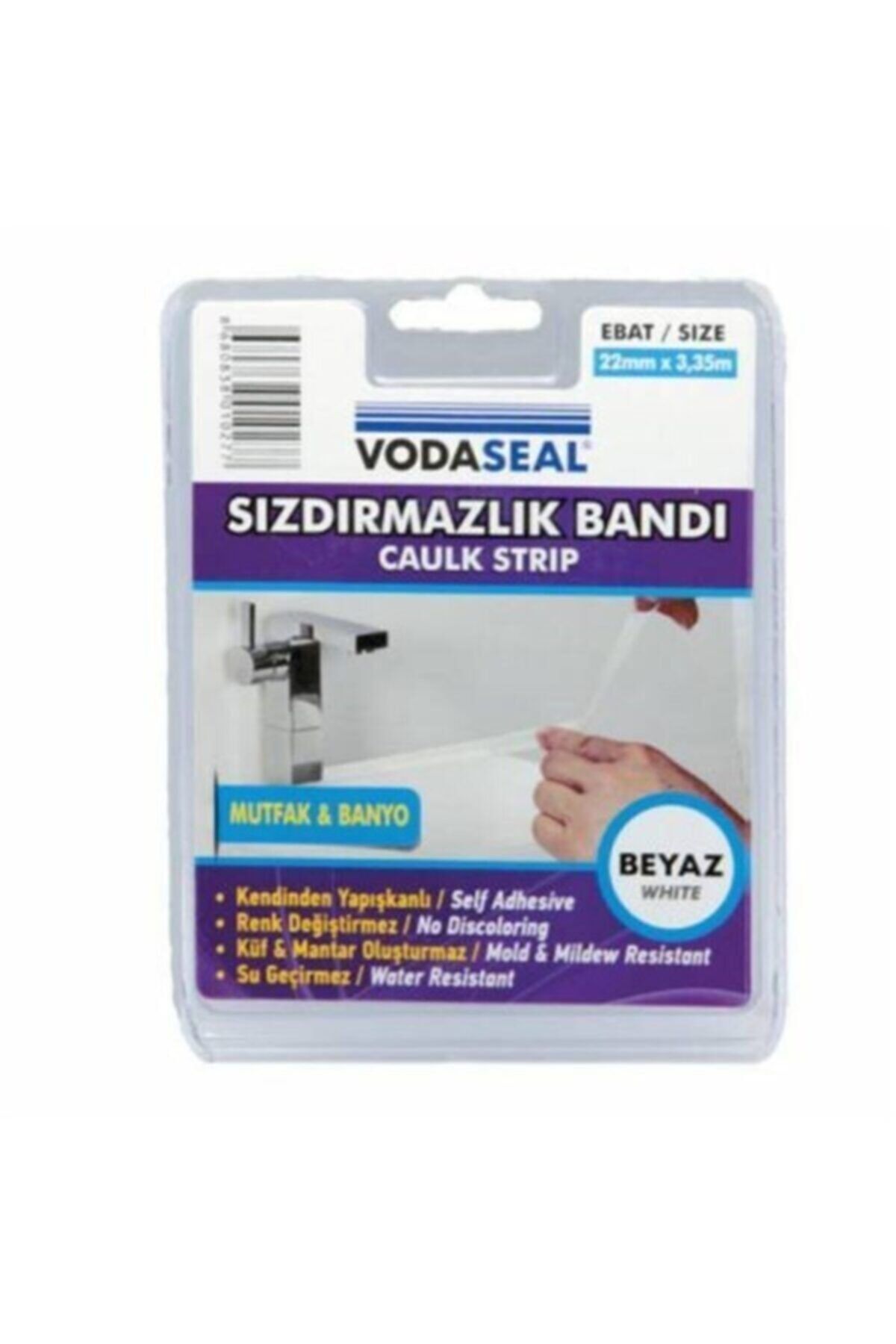 Vodaseal Kendinden Yapışkanlı Mutfak Banyo Lavabo Küvet Kenar Sızdırmazlık Bandı 22mmx3,35m Beyaz