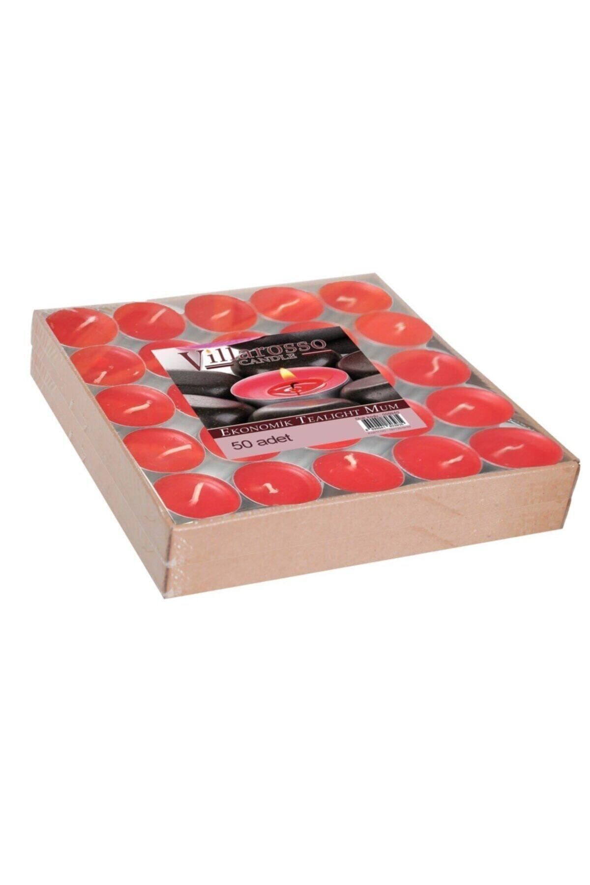 ELT REKLAM 50'li Kırmızı Ekonomik Tealıght Mum. Dekoratif 1. Sınıf Kaliteli Mum (3x3cm)