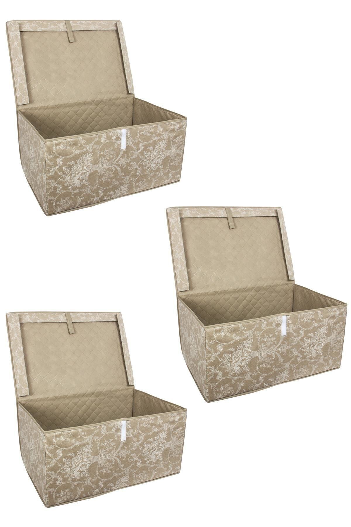 ALAS Çok Amaçlı Kahverengi Maxi Kutu  3'lü  50x40x30 cm