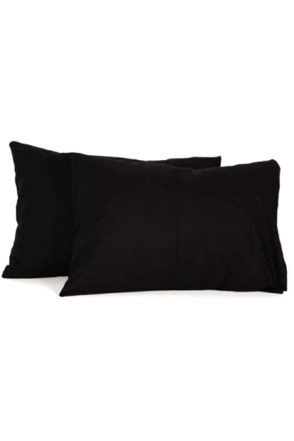 Elfin 2'li Yastık Kılıfı %100 Pamuk 50x70+20cm Kapaklı Siyah