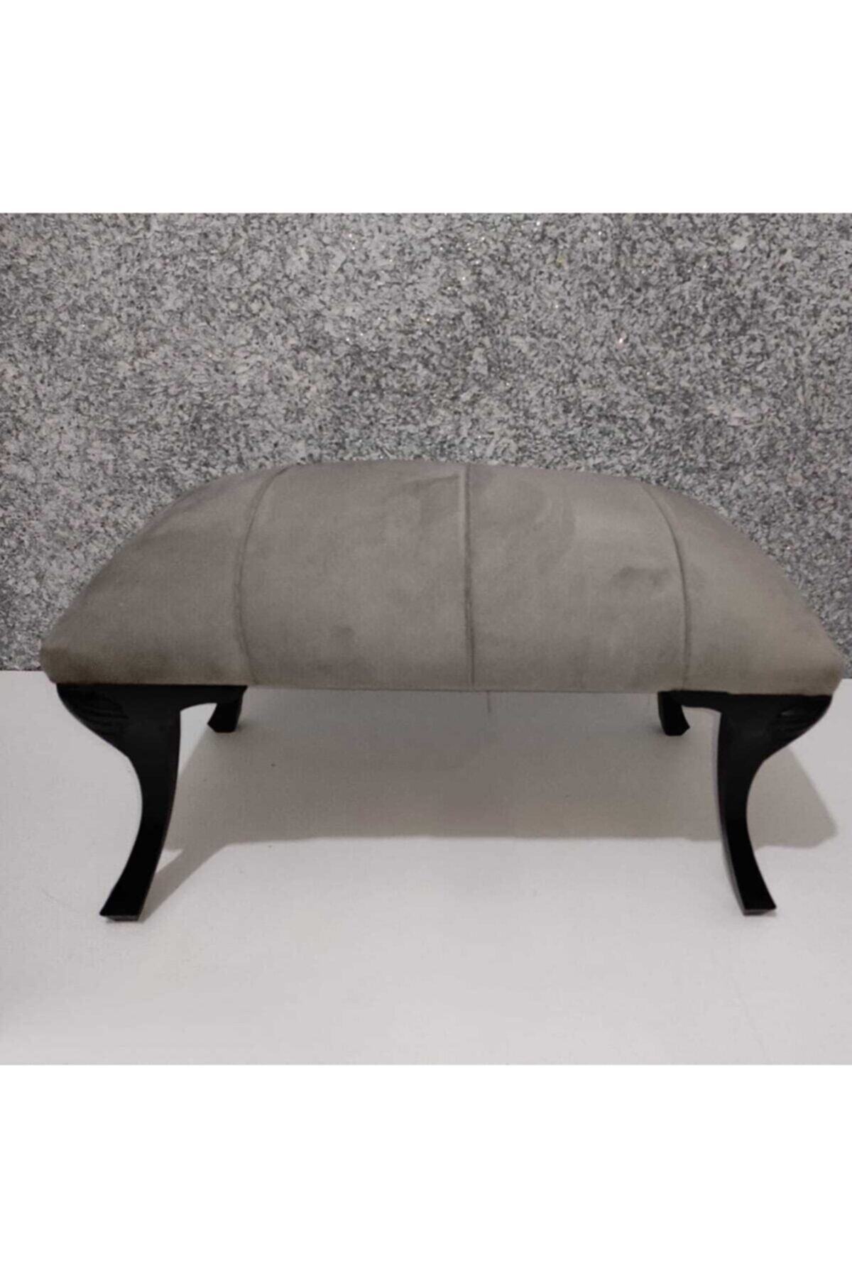 Sedef Lotus Capicino Puf Makyaj Koltuğu Ayak Ucu Puf 40x70 Siyah Ayak