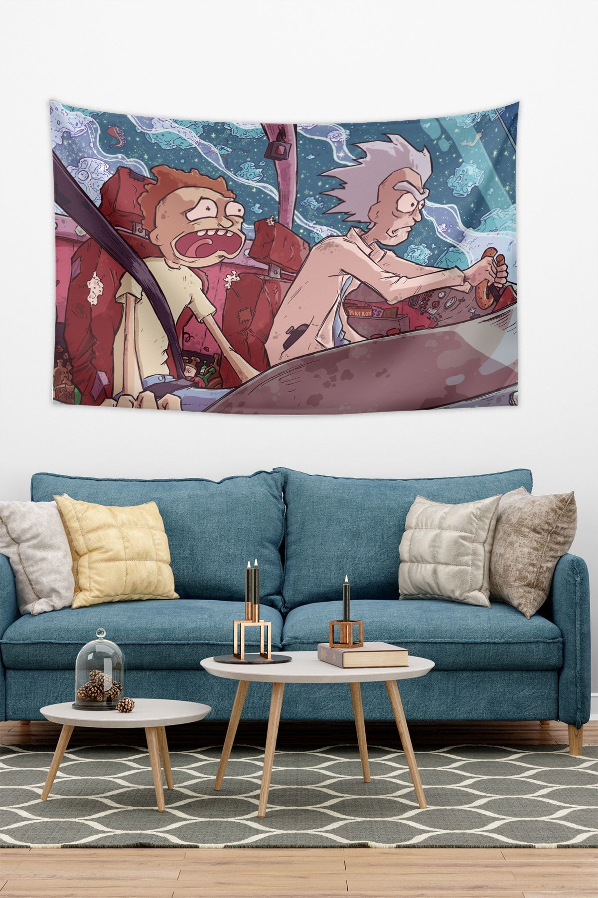 Vagonik Rick And Morty Uzay Duvar Örtüsü Halısı 150 X 100 Cm