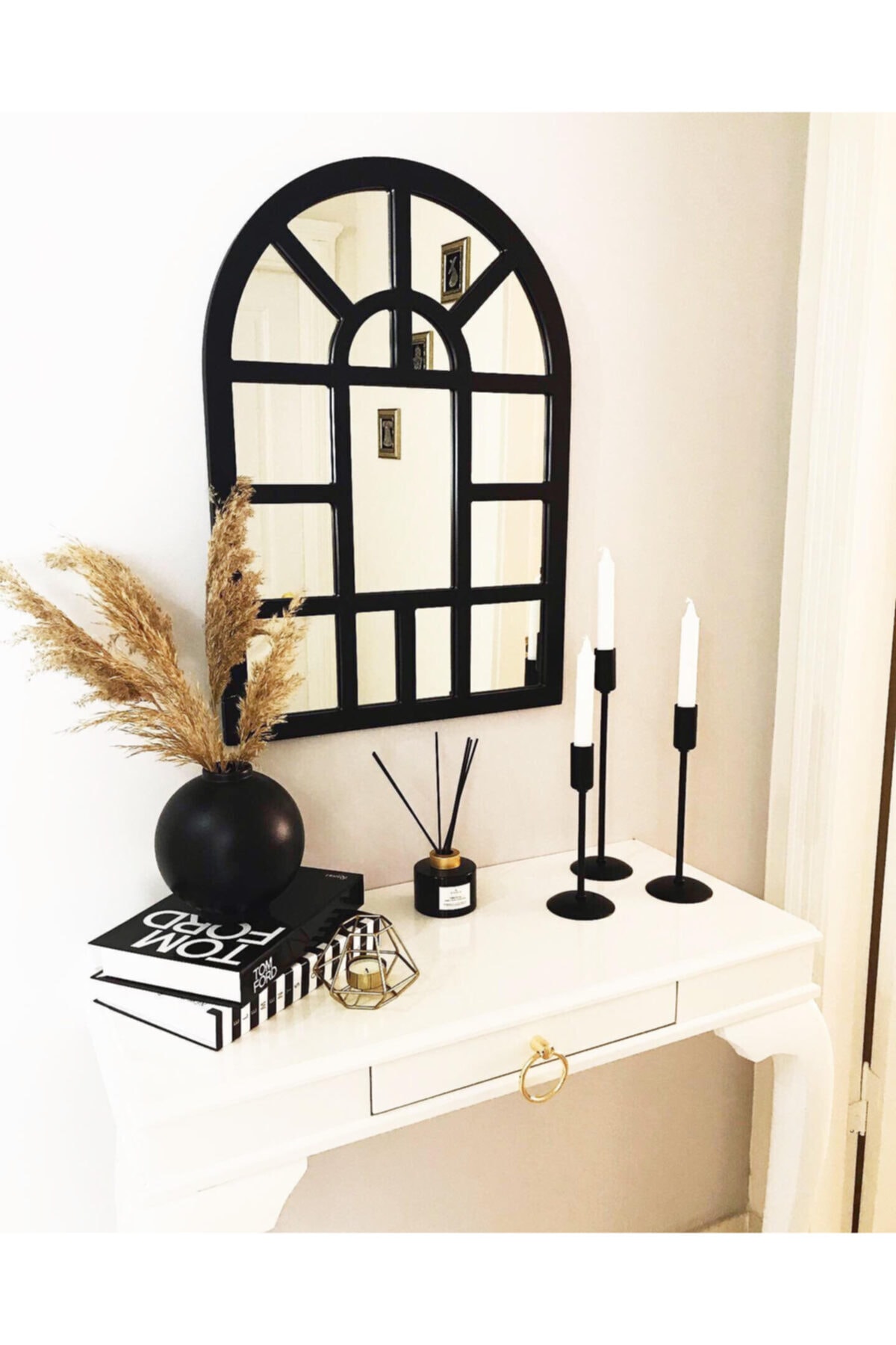 Kübra Özdemir Store Hint Penceresi Ayna Ahşap Duvar Aynası