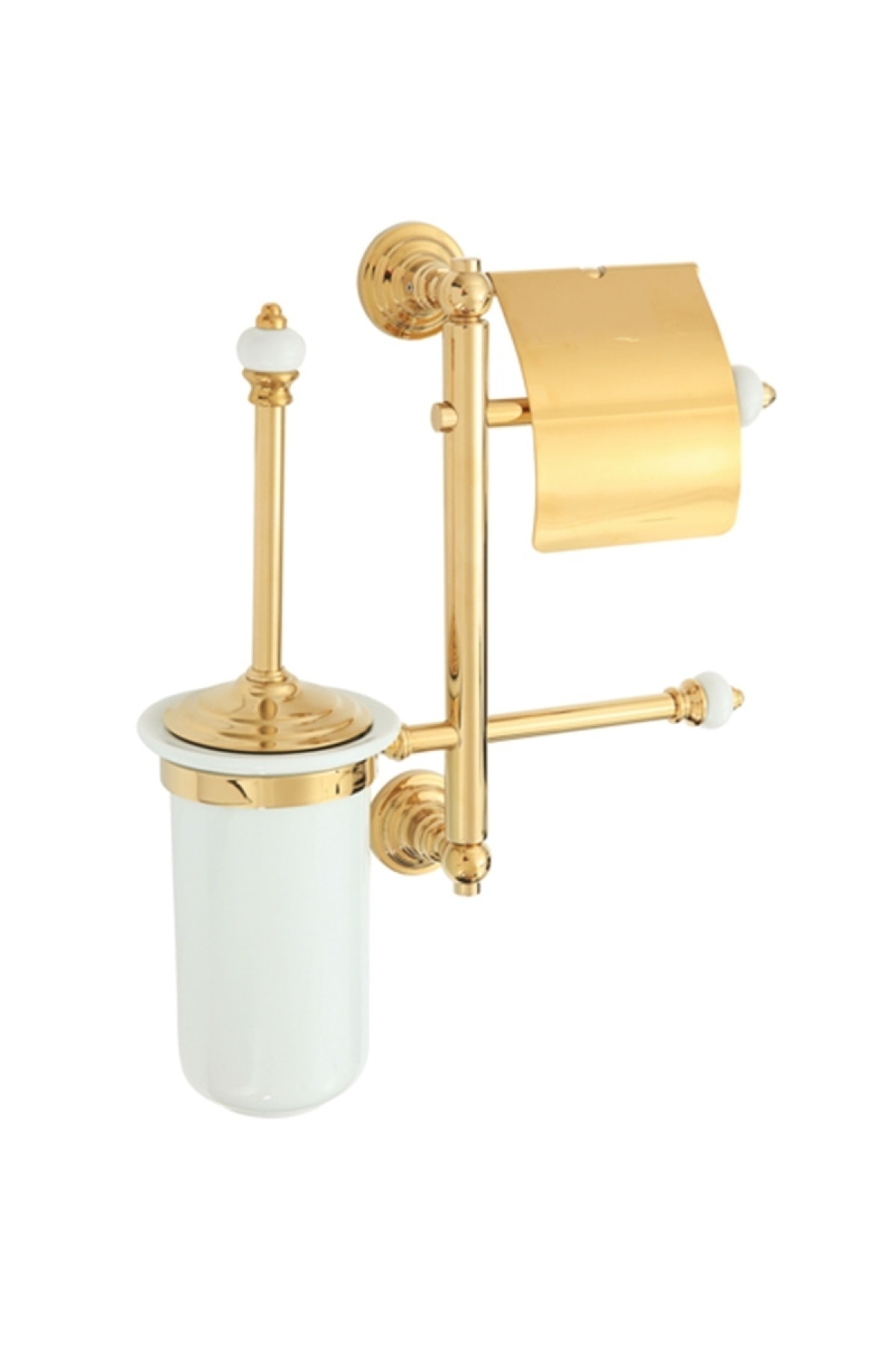 COMFORTBANYO Fantasıa Gold Pirinç-porselen 3'lü Set Klozet Fırçalık 8436