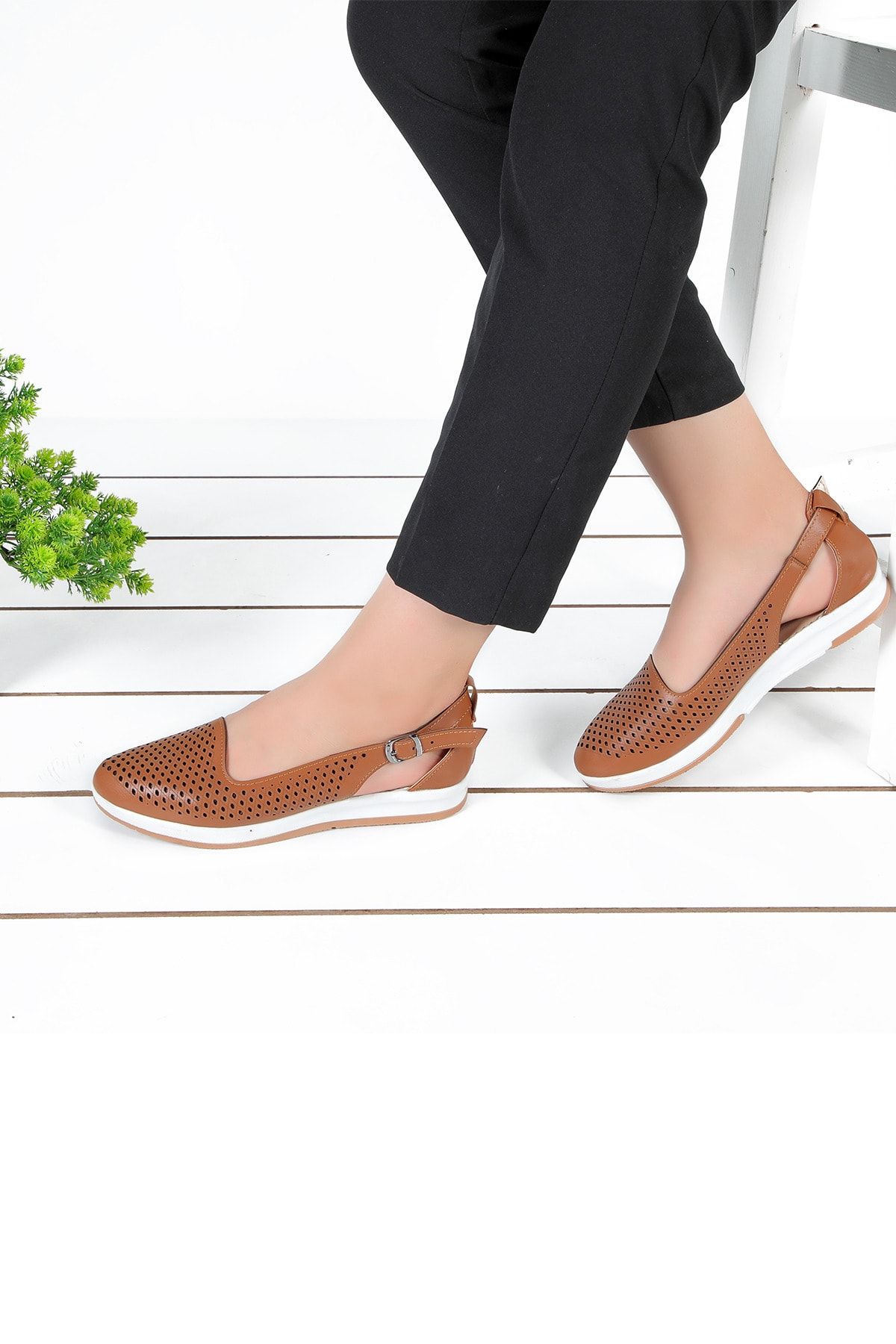 Weynes Kadın Taba Tam Ortopedik Sandalet Ba20979