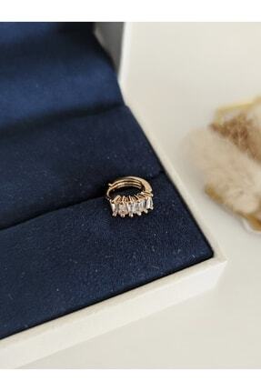 Cerrahi Çelik Gold Baget Taşlı Halka Piercing, Tragus Image 0