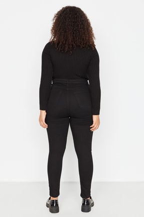 Solmayan Siyah Yüksek Bel Esnek Büyük Beden Skinny Jeans TBBAW23CJ00061 Image 10