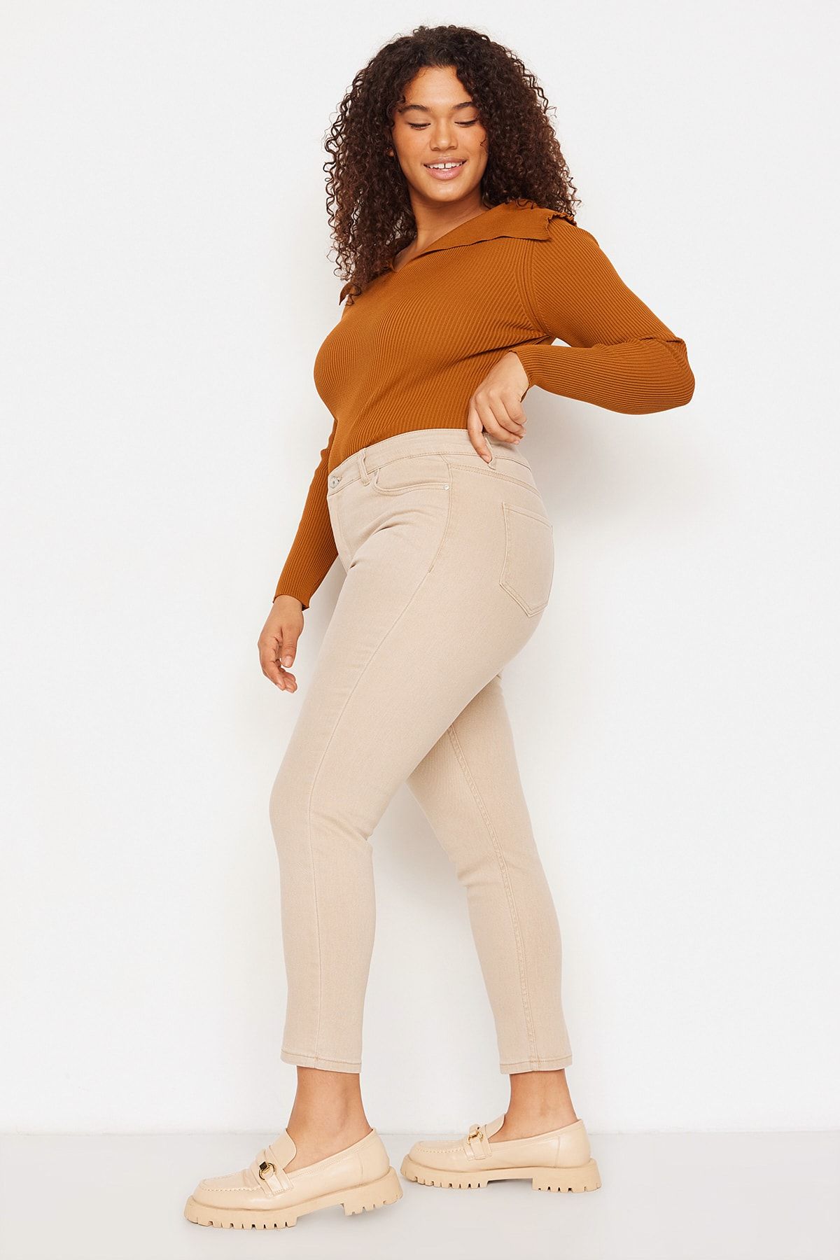 Plus size khaki jeans sales