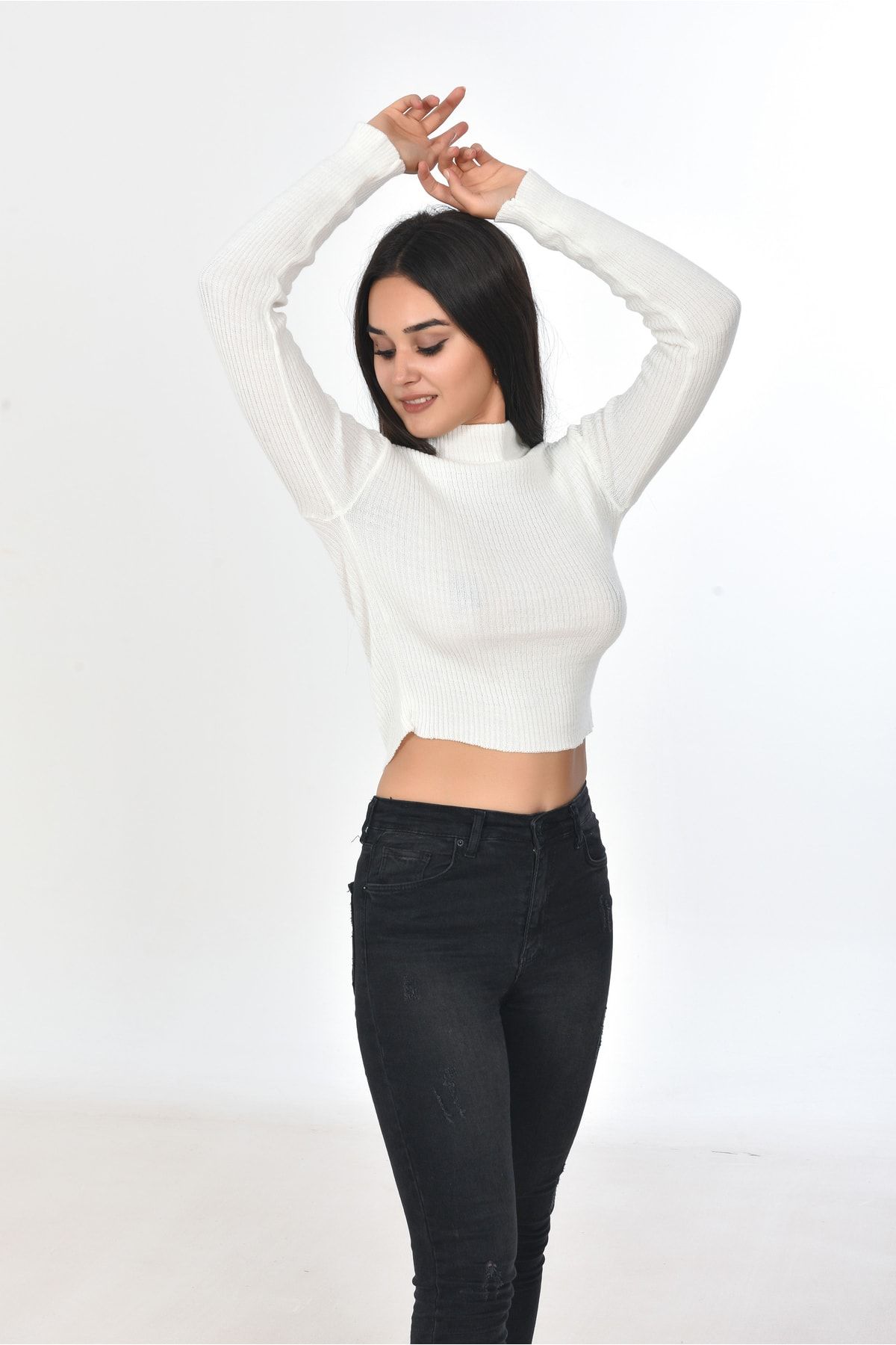 D ERMODA Women s Knitwear Half Fisherman Crop Sweater Trendyol