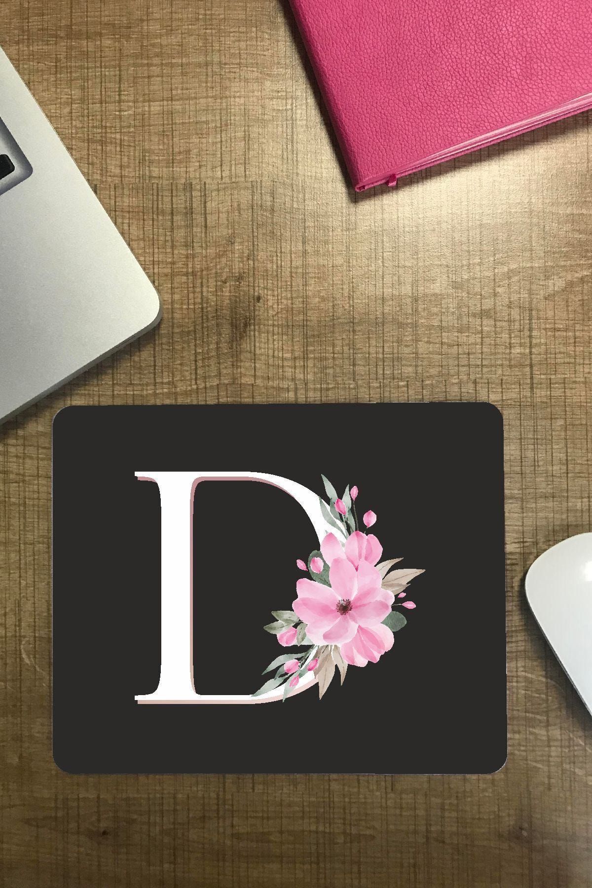 özel hediyem Çiçekli D Harfi Mouse Pad