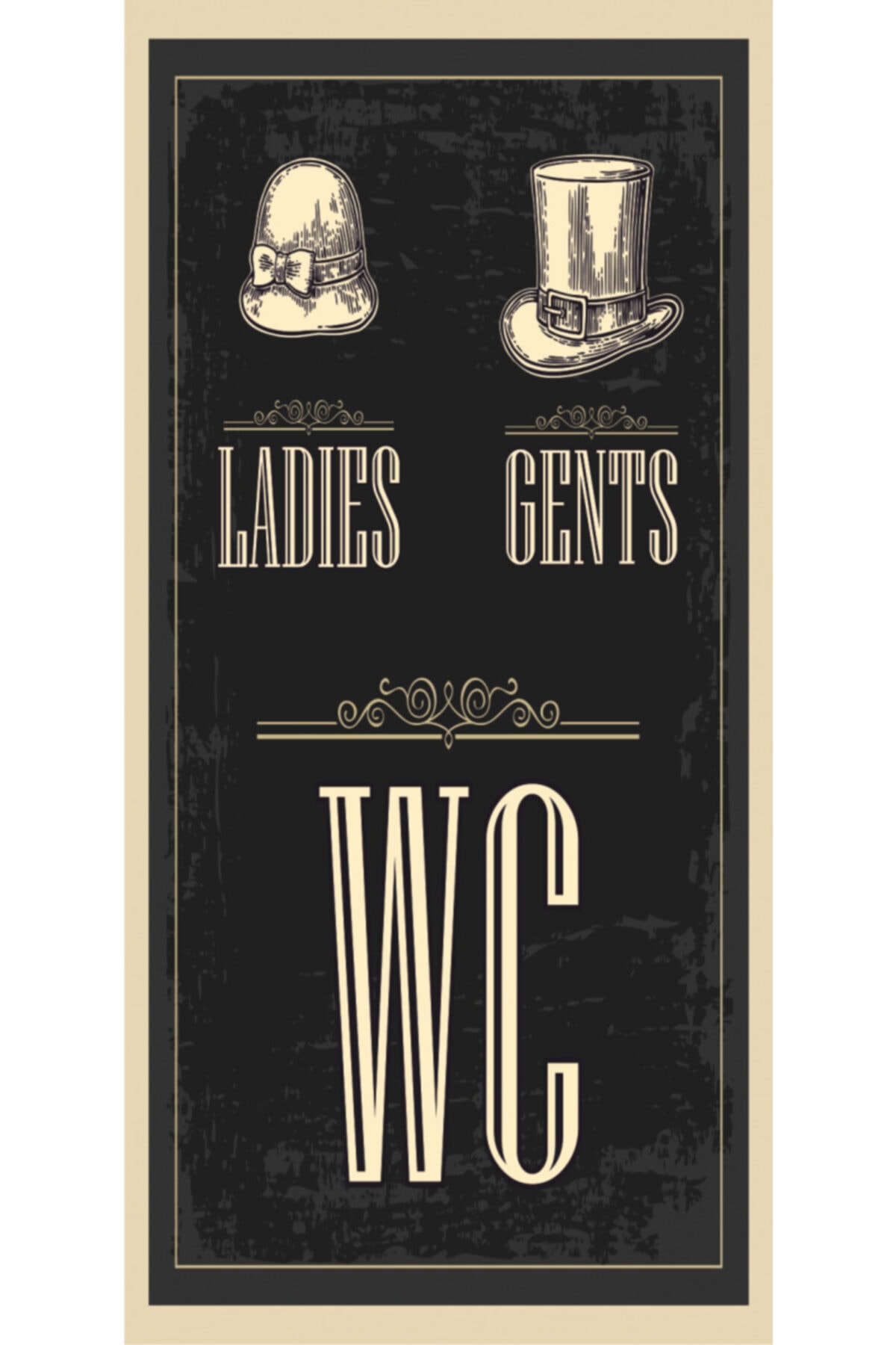 Hayat Poster Wc (10 Cm X 20 Cm) Mini Retro Ahşap Poster