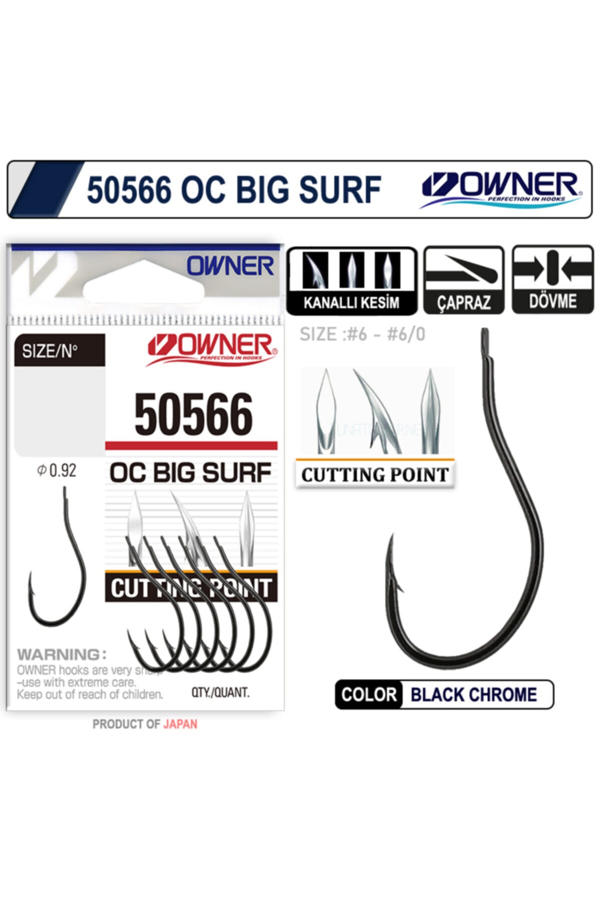 Owner 50566 Cut Big Surf Gun Black Iğne