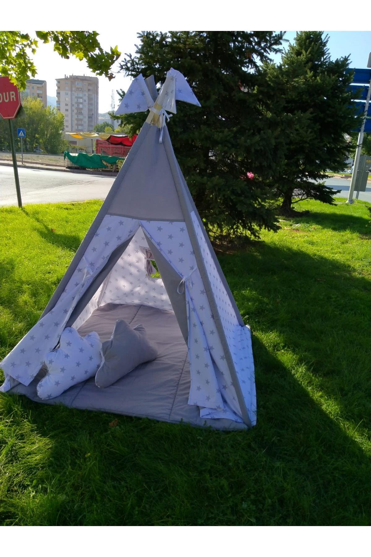 Amazingo Kızılderili Minderli Çocuk Oyun Çadır Pamuk Kumaş