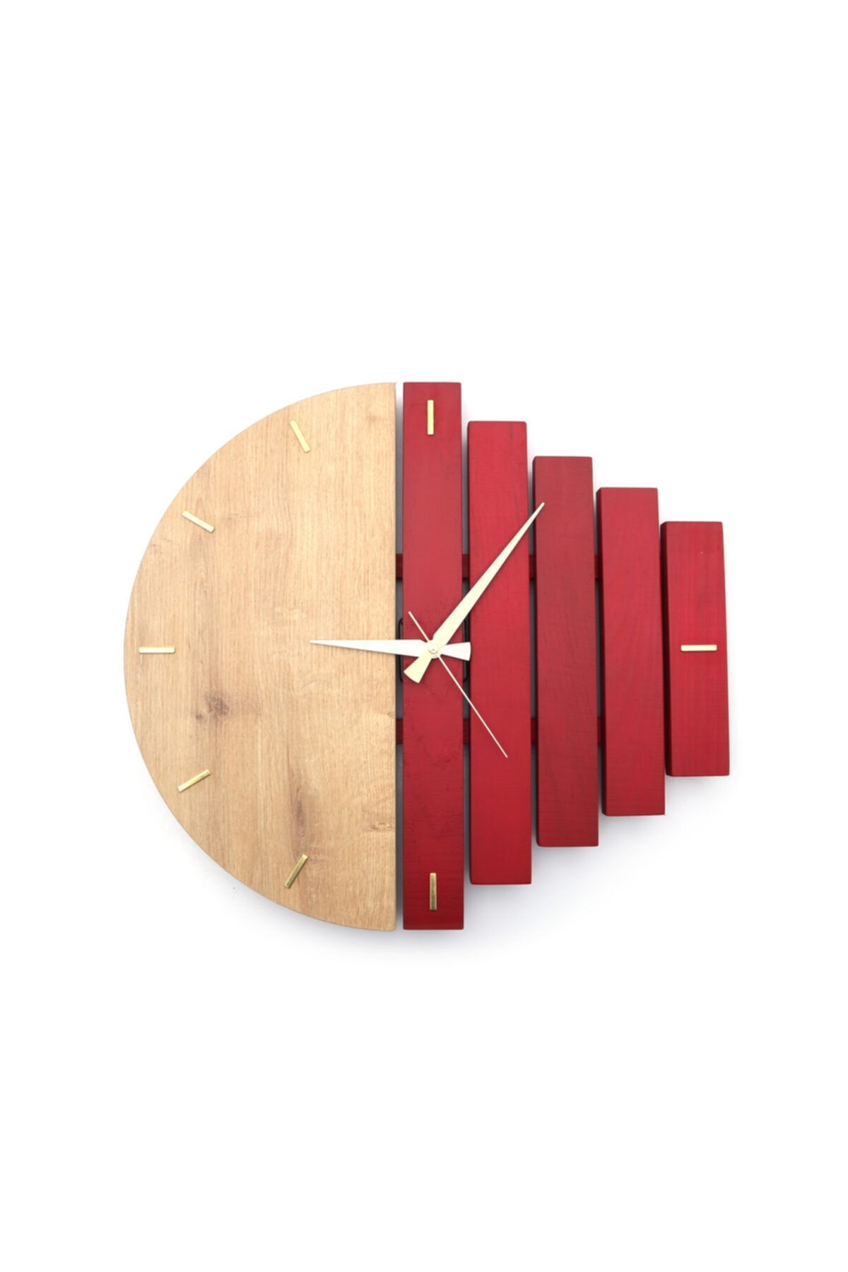 Yedi Home&Decor Wooden Sections Ahşap Modern El Yapımı Duvar Saati 5027_purpurot