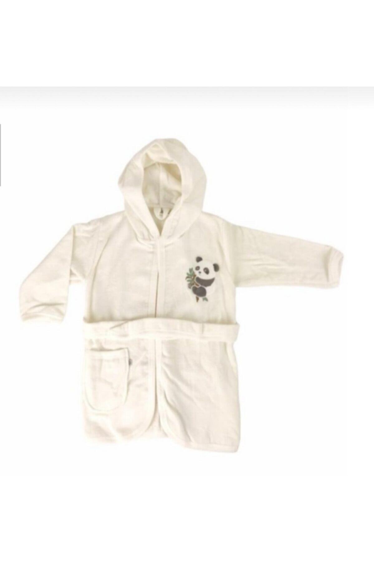 Bibaby Unisex Çocuk Bambu Small Panda Kapşonlu Bornoz